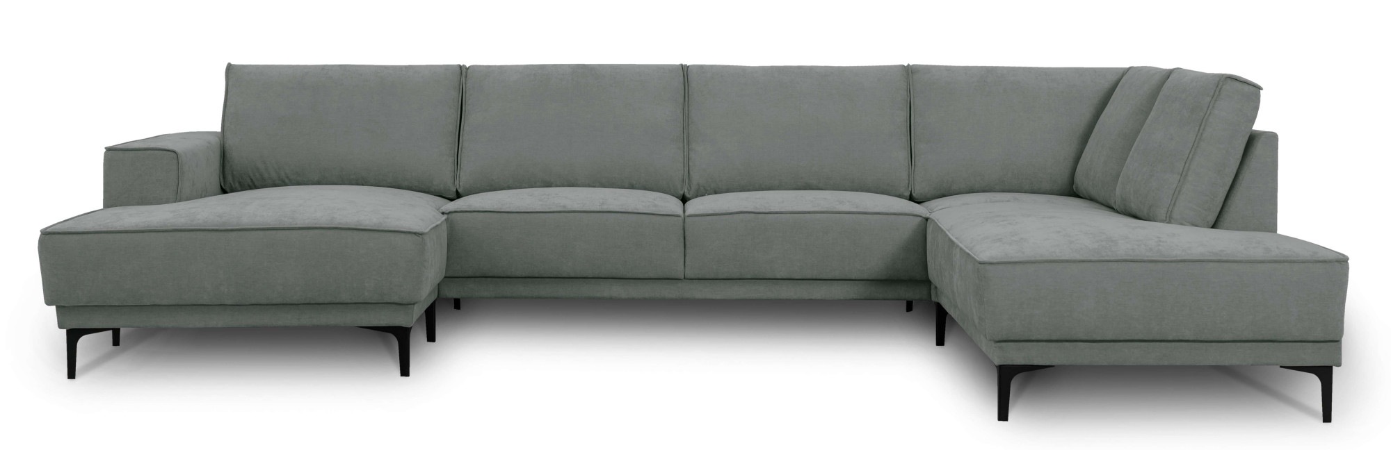 Places of Style Wohnlandschaft »XXL Sofa Oland, Struktur, Flachgewebe, Luxus-Microfaser, Boucle«, U-Form, 345 cm, Wellenunterfederung, Skandi-Design, Metallfüße