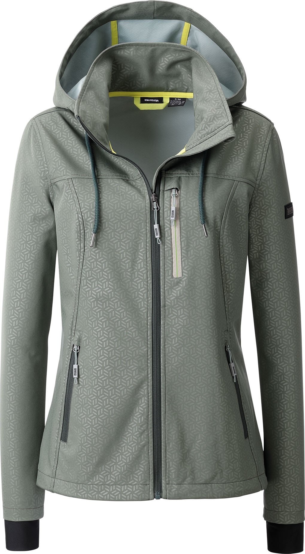 LPO Softshelljacke »SHELBY PEAK II«, leichte Softshelljacke mit All-Over-Print und abnehmbarer Kapuze