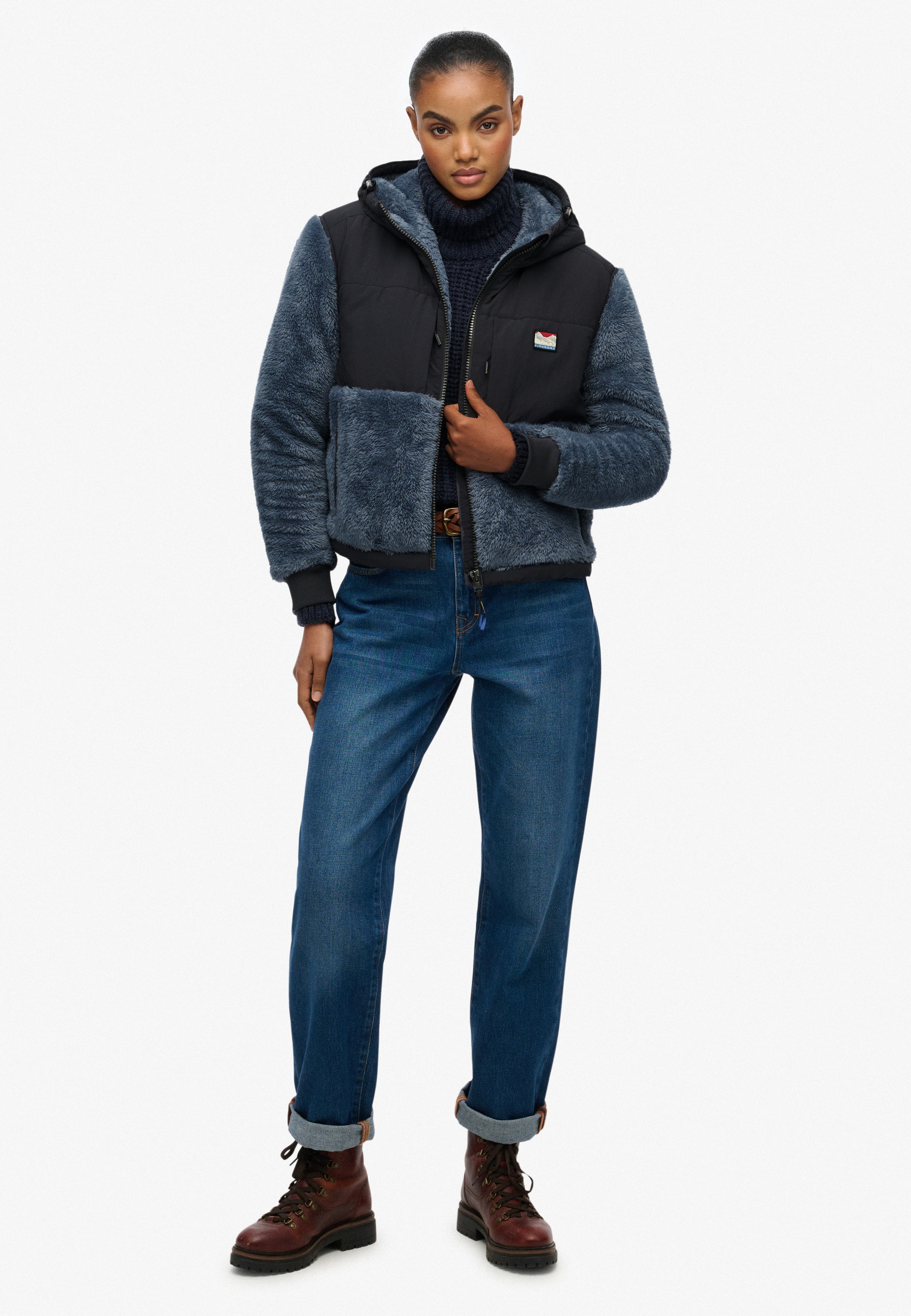 Superdry Hybridjacke »SUPER SOFT HYBRID FULL ZIP« mit Kapuze Kunstfaser, oversize
