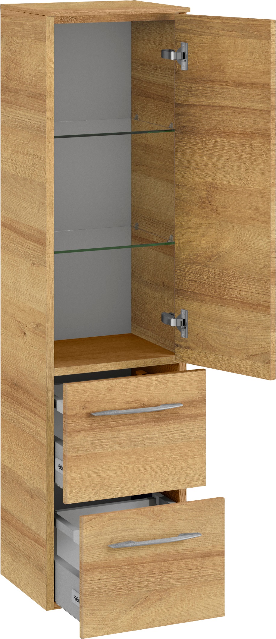 Saphir Badezimmer-Set »Cassca Sprint 4-teilig Mineralmarmor-Waschtisch mit LED-Spiegelschrank«, (5 St.), Midischrank, Unterschrank, inkl. Türdämpfer, 5 Türen, 5 Schubladen