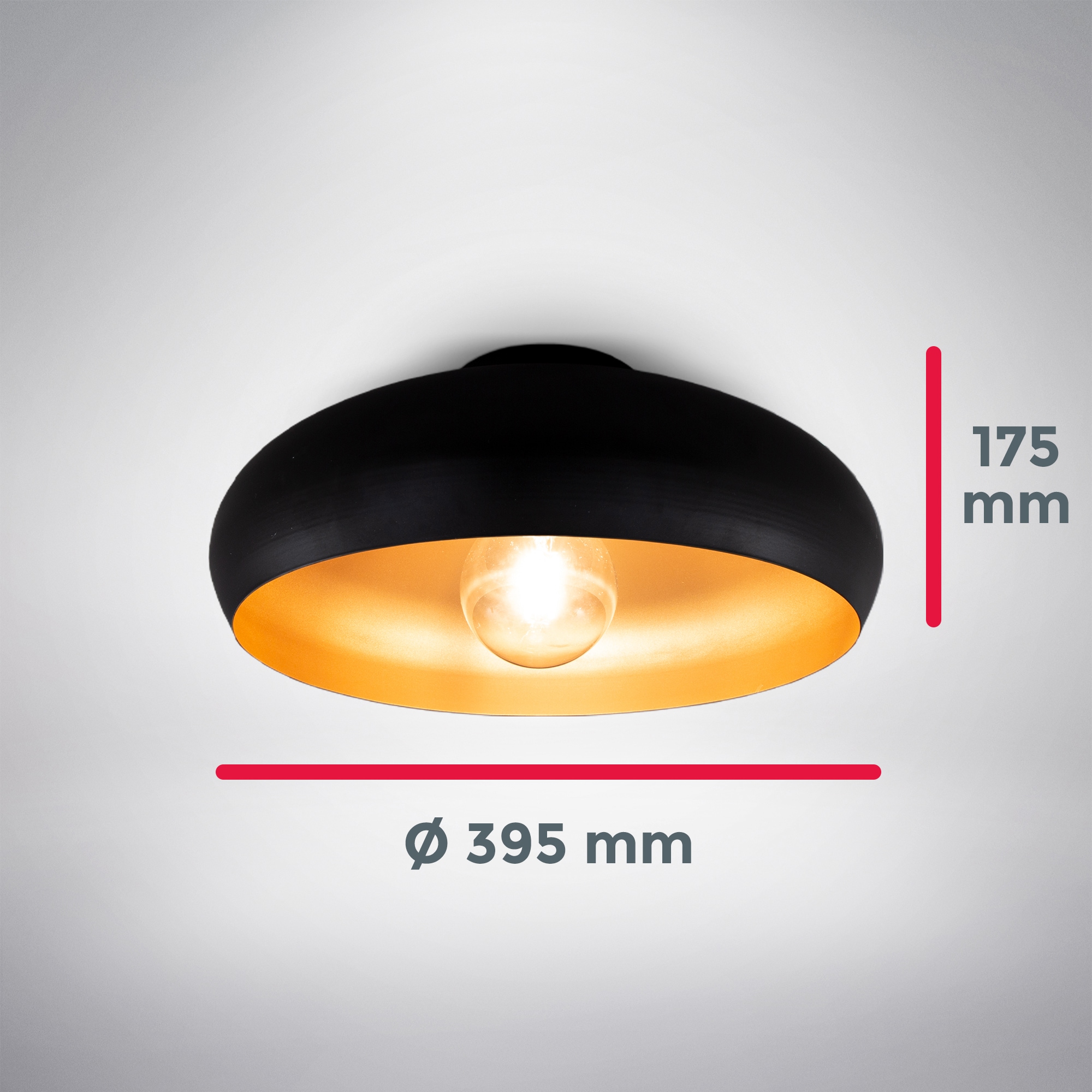 B.K.Licht Deckenleuchte »BK_DL1269 Leuchtmittel online Garantie Deckenlampe, | 3 E27-Fassung, flammig-flammig, Vintage, Ø39,5cm, mit kaufen Jahren XXL (max. Schwarz-Gold«, 1 60W) ohne Retro, LED 1-Flammig