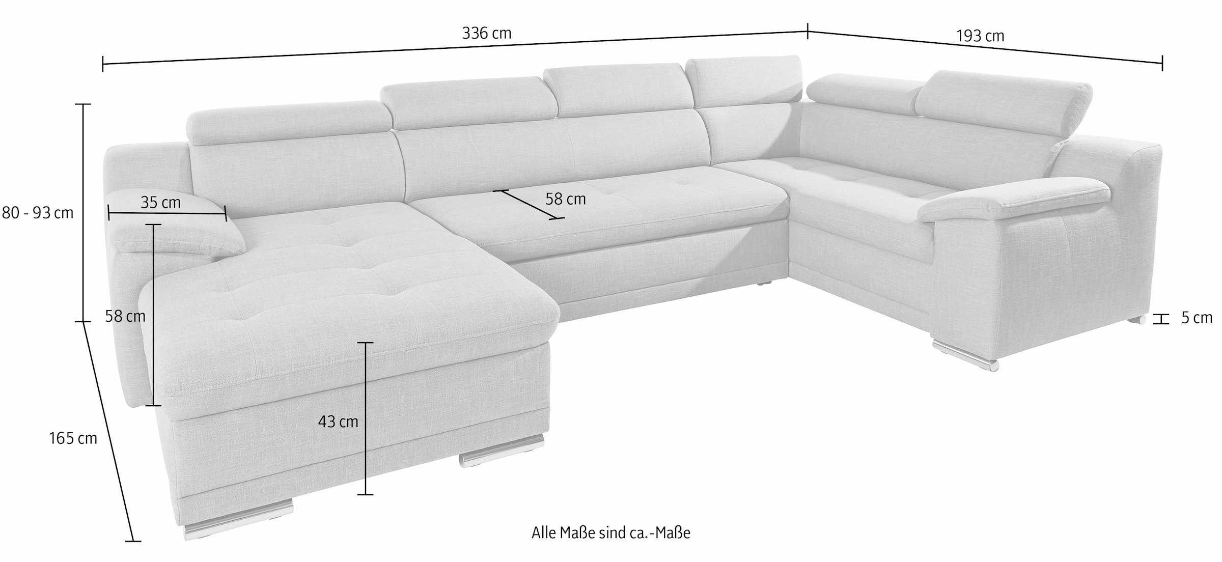 sit&more Wohnlandschaft Andiamo, mit Kopfteilverstellung, wahlweise mit Bettfunktion