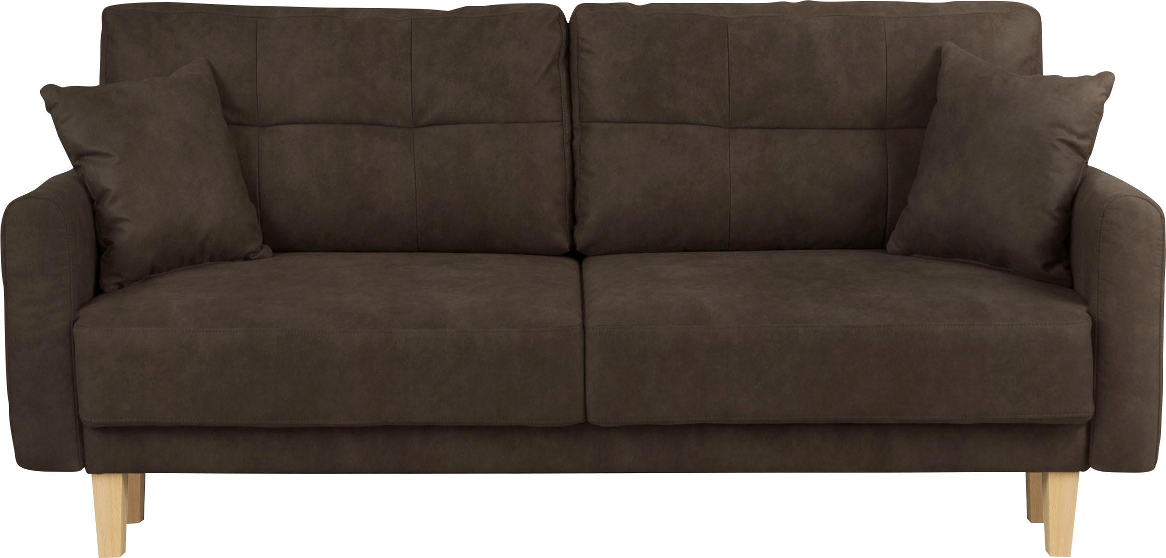 Home affaire 2-Sitzer »TRIPLO mit Wellenunterfederung, Maße B/T/H: 165/100/89 cm«, Sofa mit Steppung im Rückenbereich, incl. Rückenkissen und Zierkissen