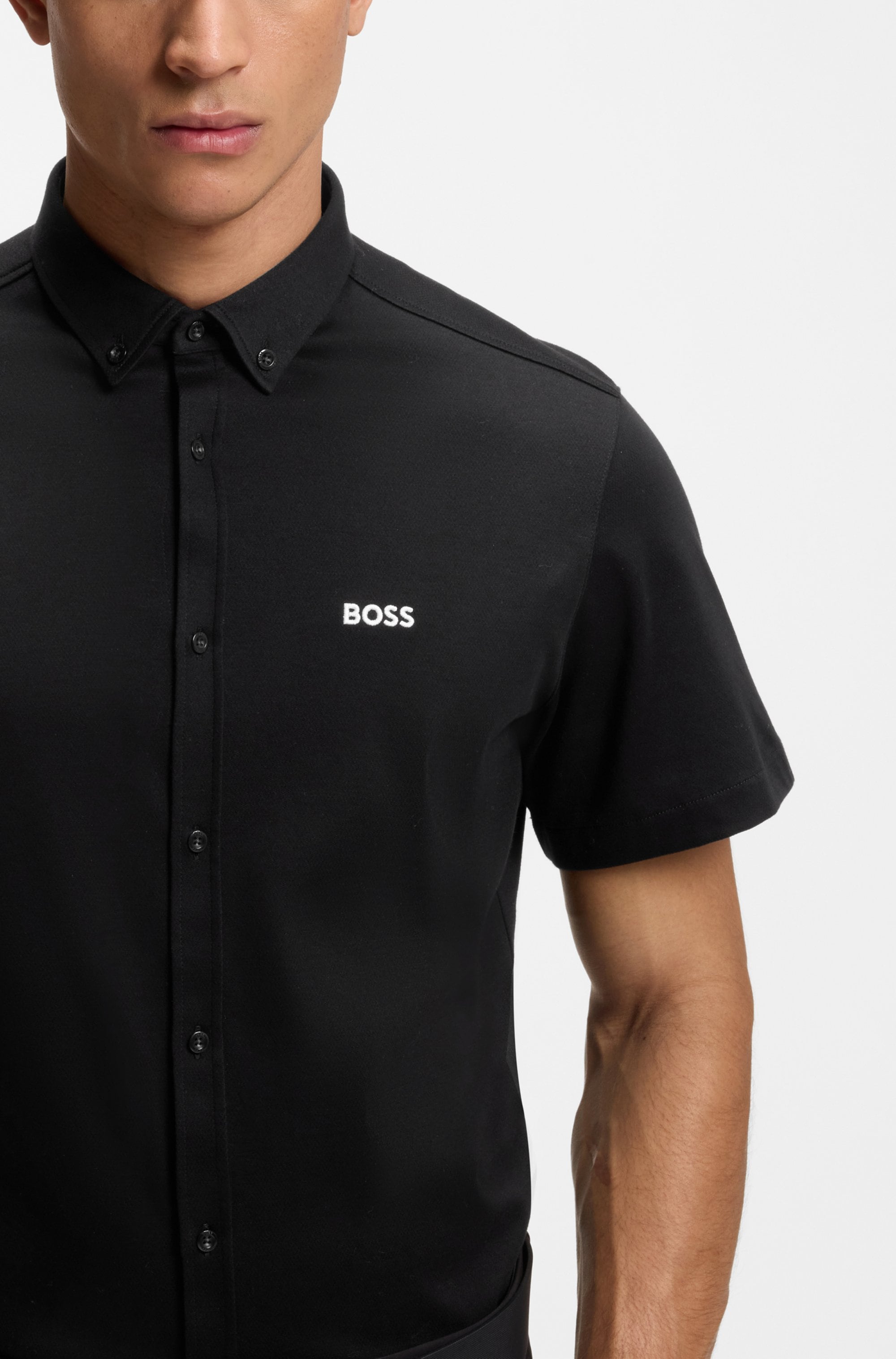BOSS GREEN Kurzarmhemd »Motion S« Regular Fit, Button-down-Kragen, Kurzarm, Logo-Stickerei