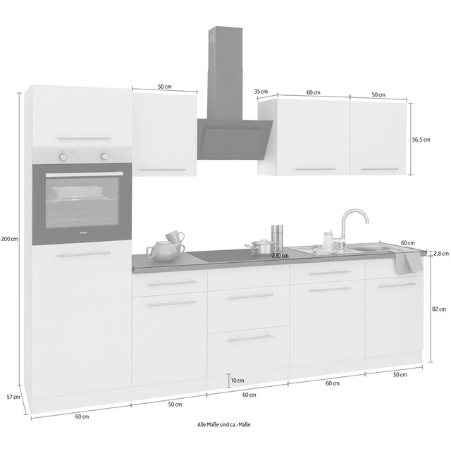 wiho Küchen Küchenzeile »Unna«, ohne E-Geräte, Breite 280 cm auf Rechnung  kaufen