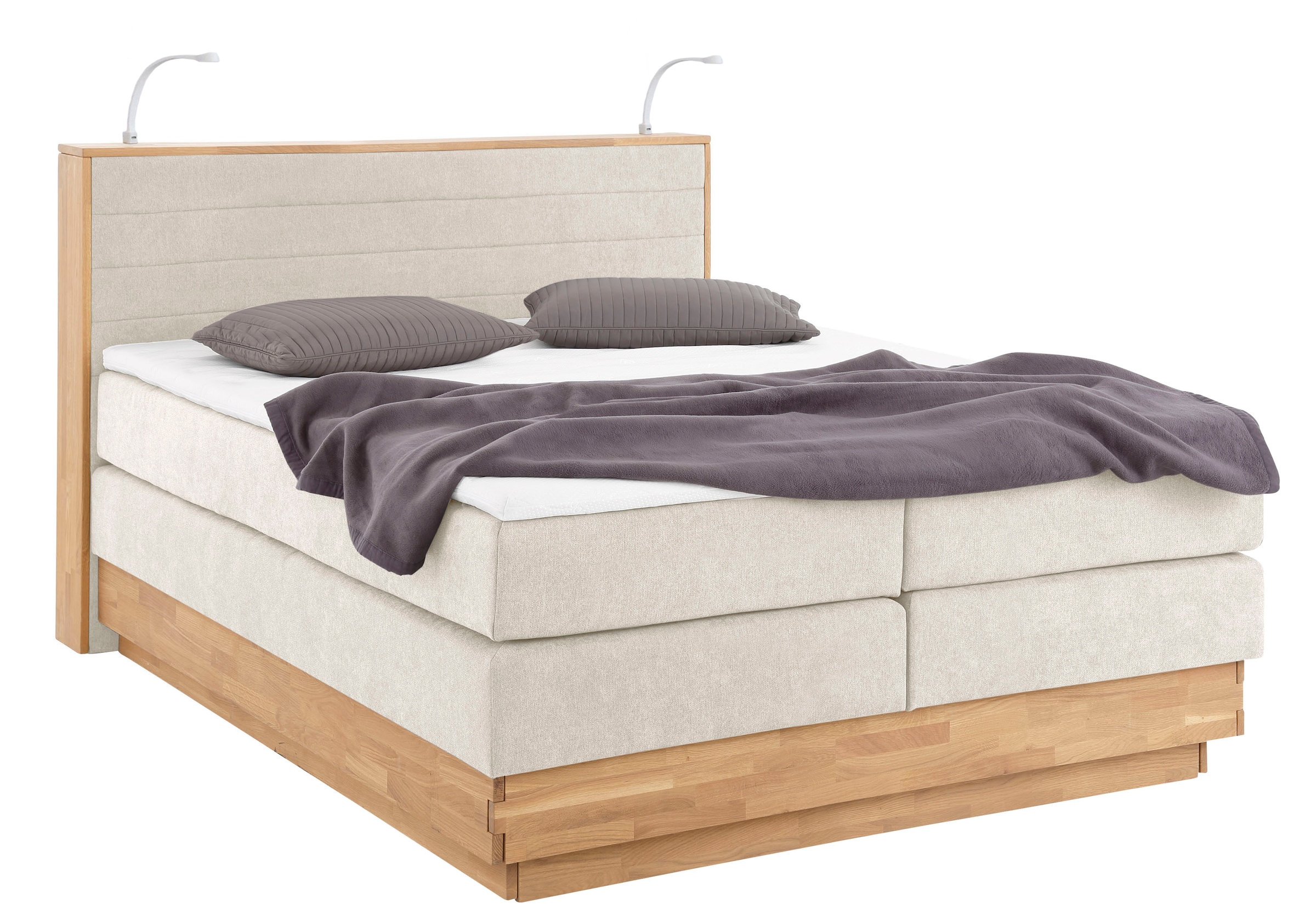 Home affaire Boxspringbett »Cavan« Eiche, inkl. Bettkasten & Topper, verschiedene Härtegrade (auch H4)