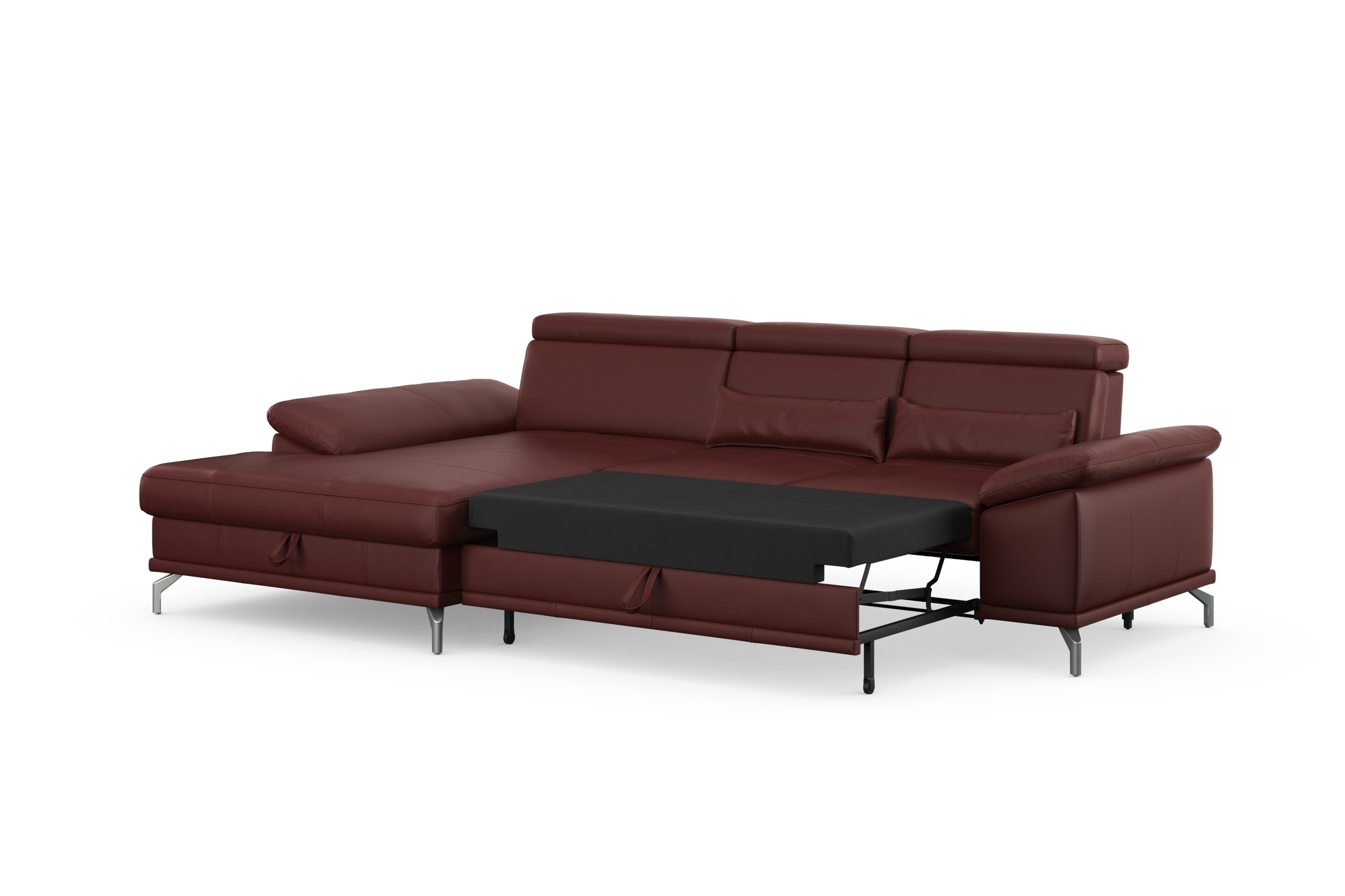 sit&more Ecksofa »Cabrio L-Form, mit Sitztiefenverstellung, Arm- und Kopfteilverstellung«, 2 Nierenkissen, Federkern, optional Bettfunktion und Stauraum