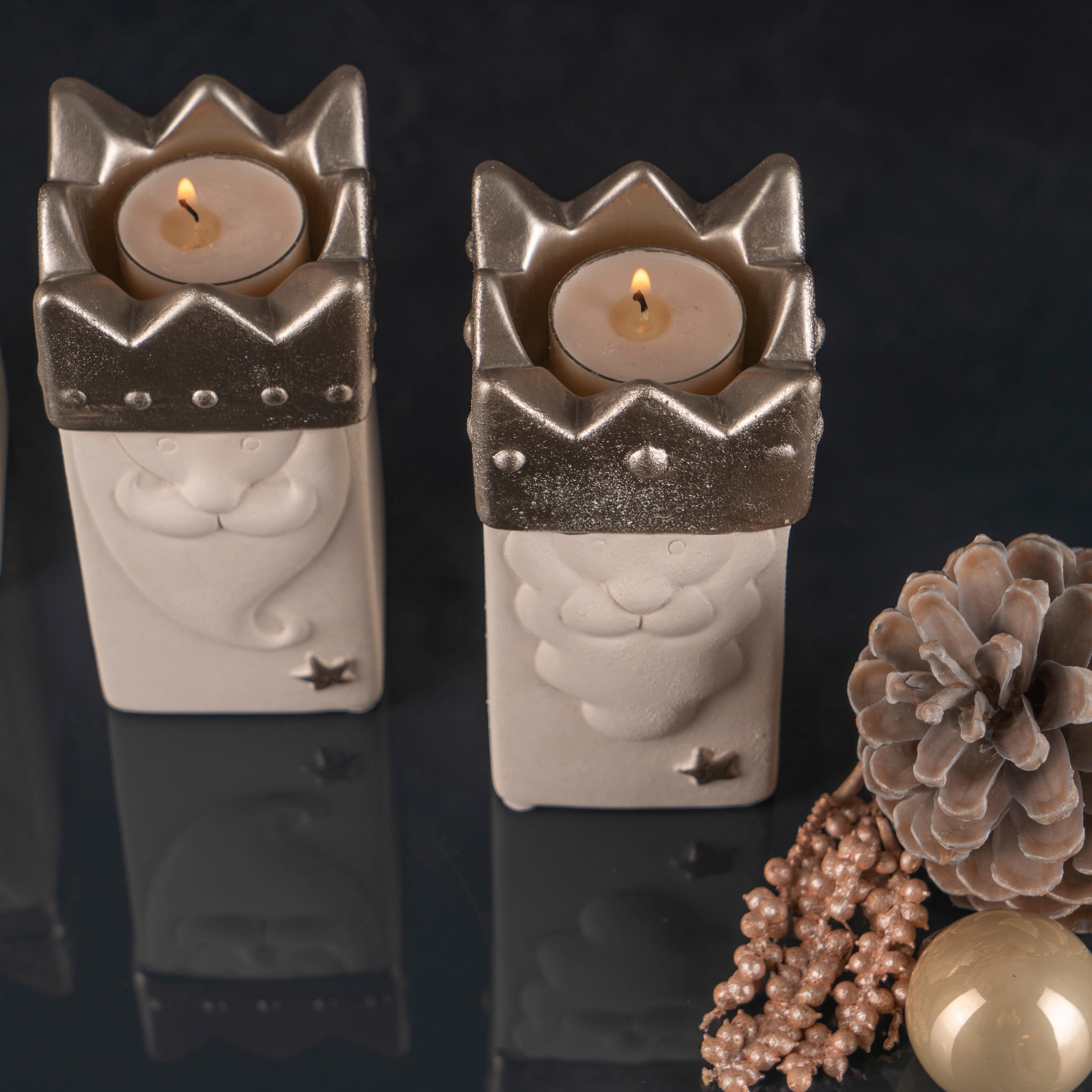 Fabriano Kerzenhalter »Heilige 3 Könige, Weihnachtsdeko«, (Set, 3 St.), mit  Lichtschale in der Krone auf Raten kaufen