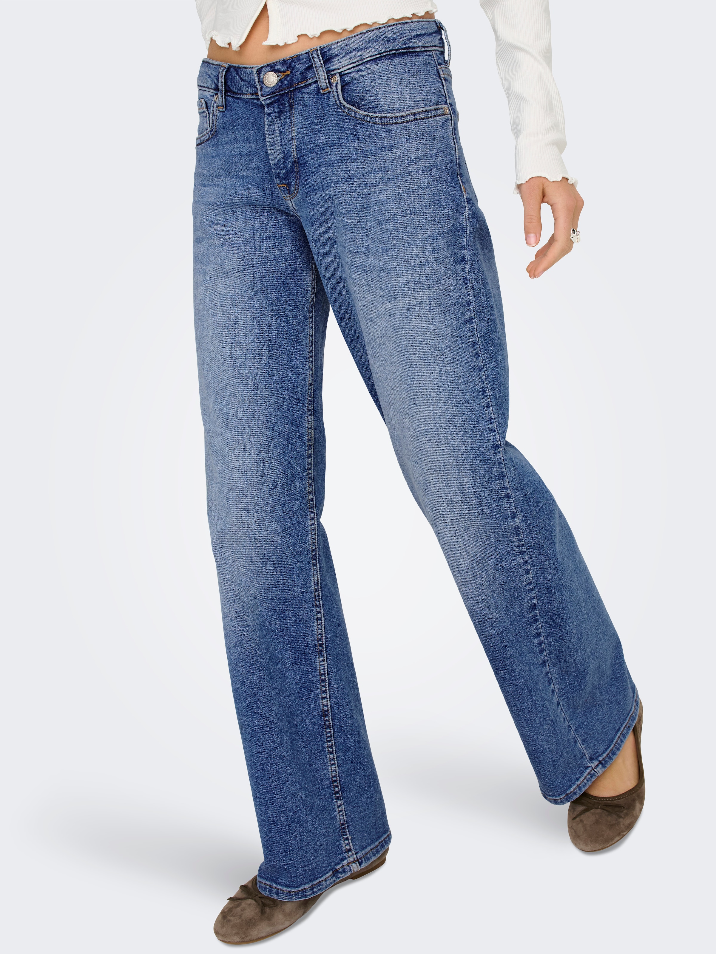 ONLY Weite Jeans »ONLJUDY-O LW WIDE LEG DNM TAI712 NOOS« niedrige Leibhöhe, weite Beinform
