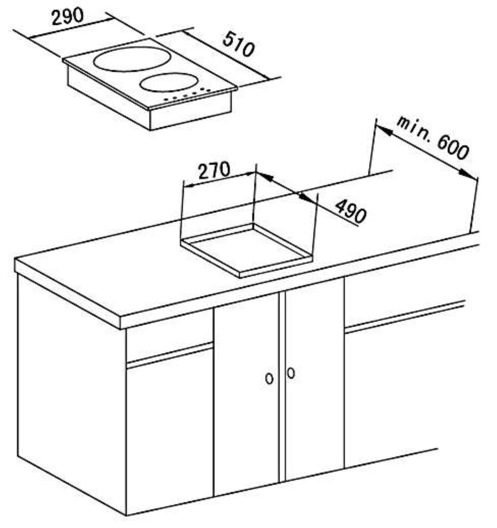 OPTIFIT Pantryküche »OPTImulti« Breite 170 cm, mit Unterbaukühlschrank und 2-Platten-Kochfeld