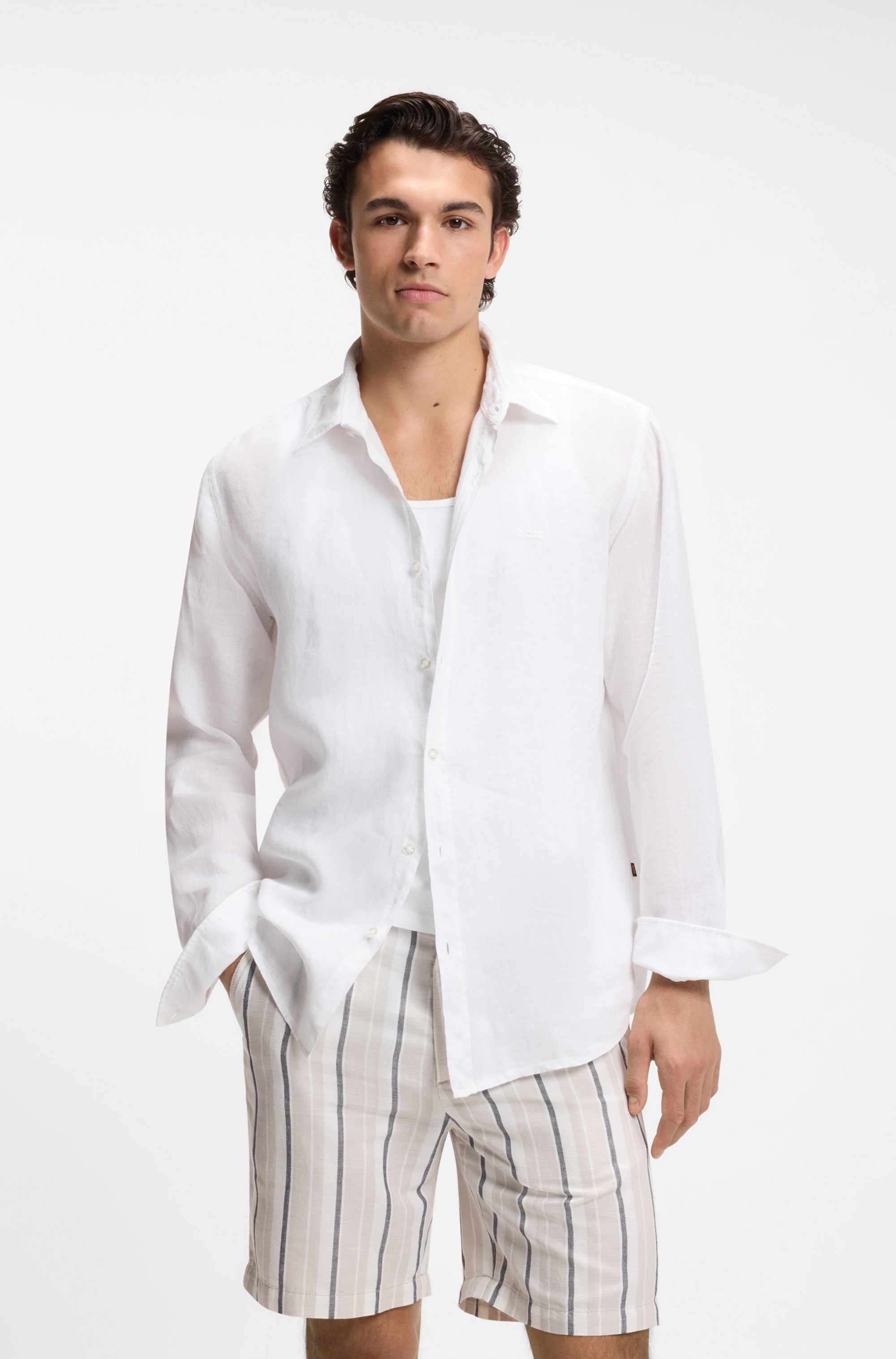 BOSS ORANGE Leinenhemd »Relegant 6 M« Kentkragen, reines Leinen, Regular Fit