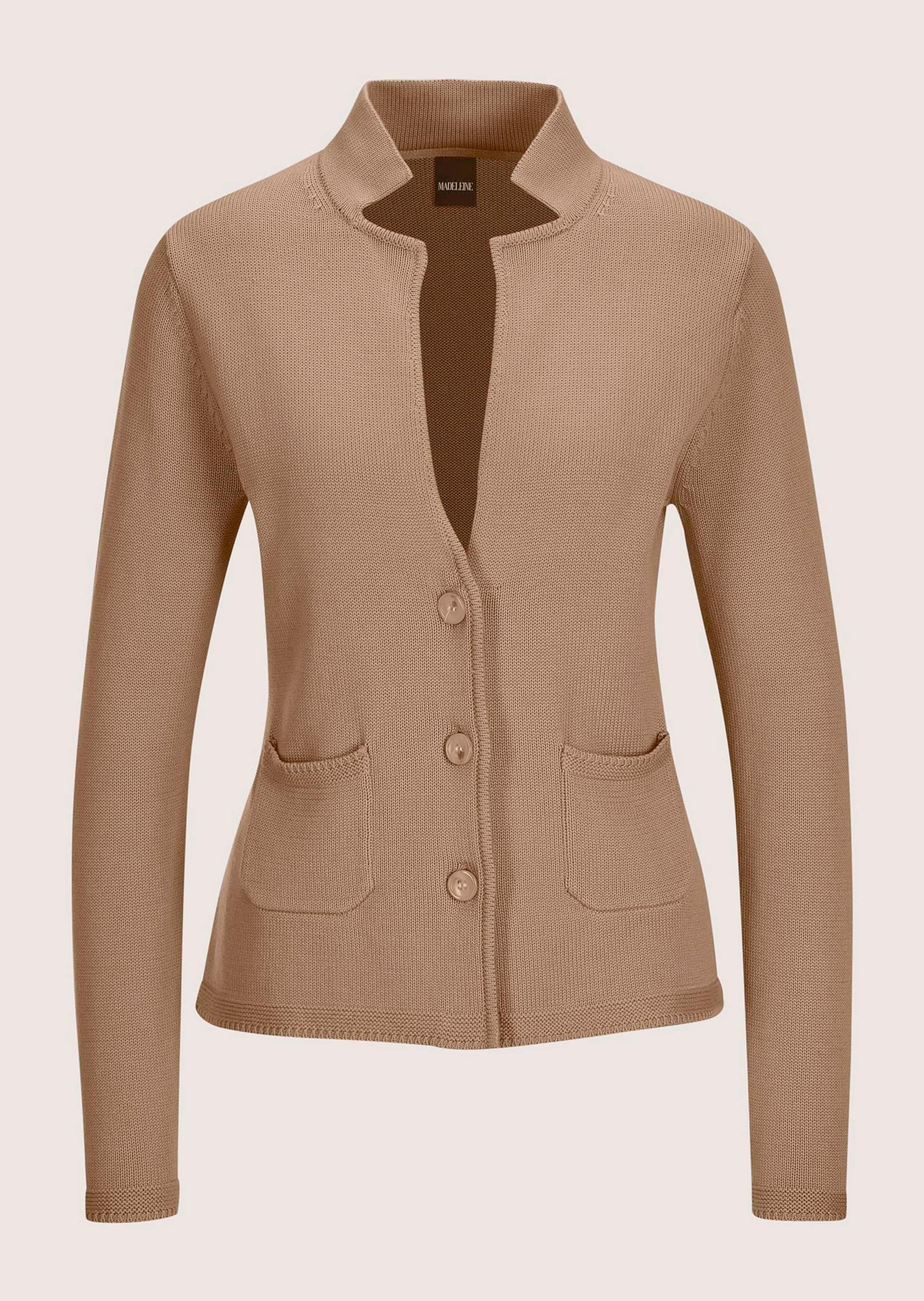 MADELEINE Strickjacke »Strickblazer Eleganter Blazer mit feinem Glattstrick« Hautsympathische Baumwolle