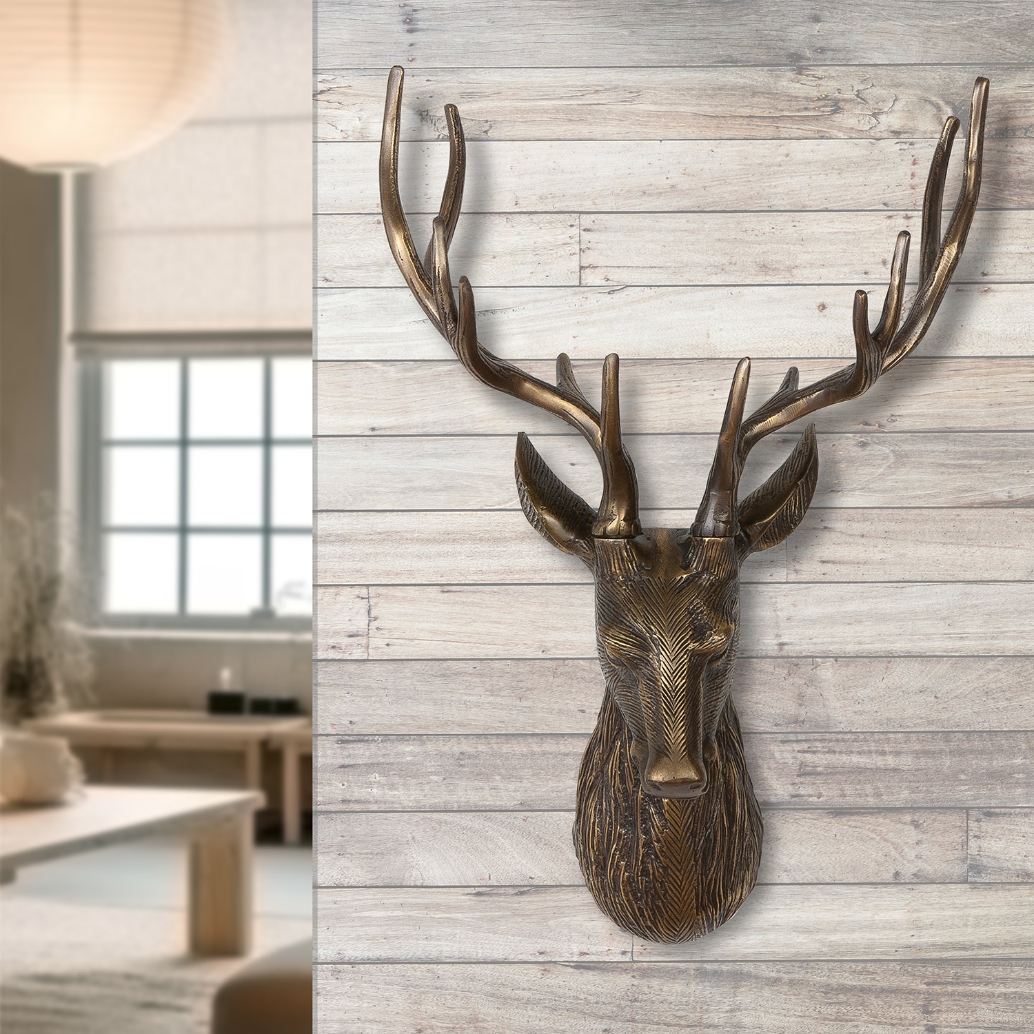 GILDE Dekogeweih »Wandobjekt Hirsch Liam bronzefarben H. 55 cm«, (1 St.)