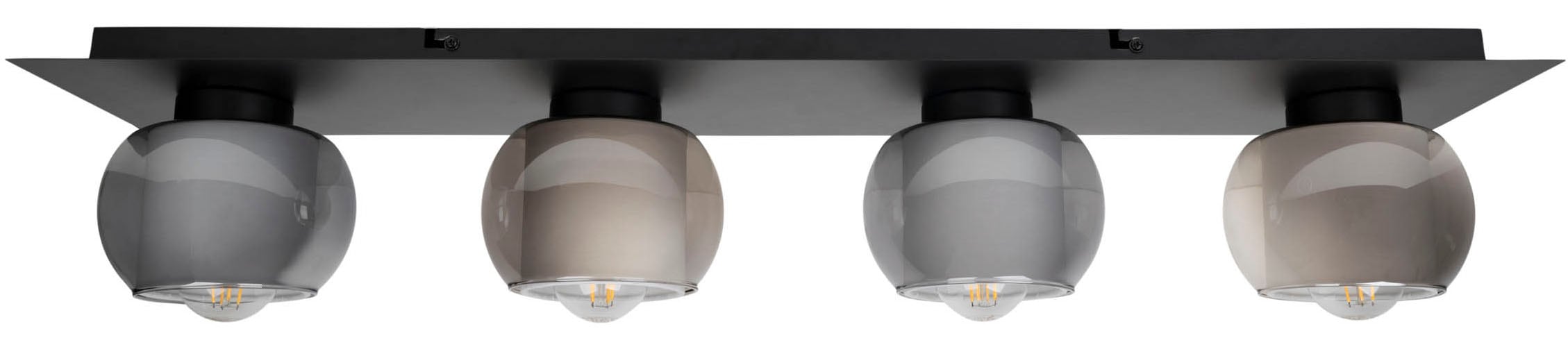 OTTO home Deckenleuchte »Tanissa mit Doppelschirm« E27 1 Stk. kugelförmig, Rauchglas, innen Stoffschirm, E27, Glasschirm, Textil