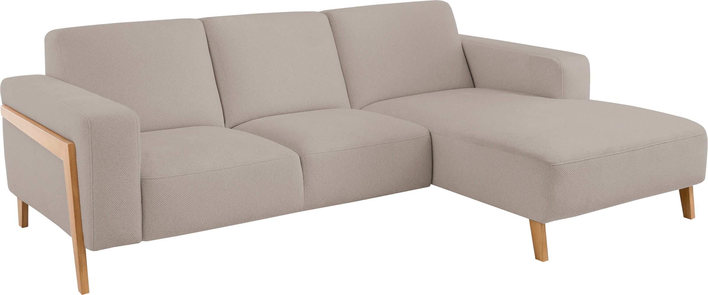 exxpo - sofa fashion Ecksofa »Starr, modern und klassisches Design, hochwertige Verarbeitung, bequem«, L-Form, wahlw. elektrische Sitztiefenverstellung, Massivholzfüße