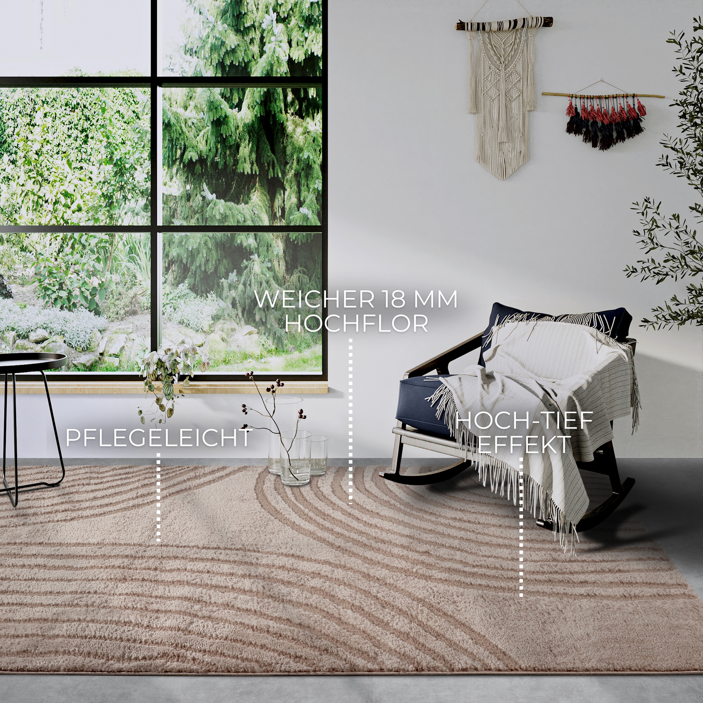 ELLE DECORATION Designteppich »Pigment«, rechteckig, 18 mm Höhe, Hochflor, Shaggy, Läufer, weich, Langflor, modern, Hoch Tief Effekt