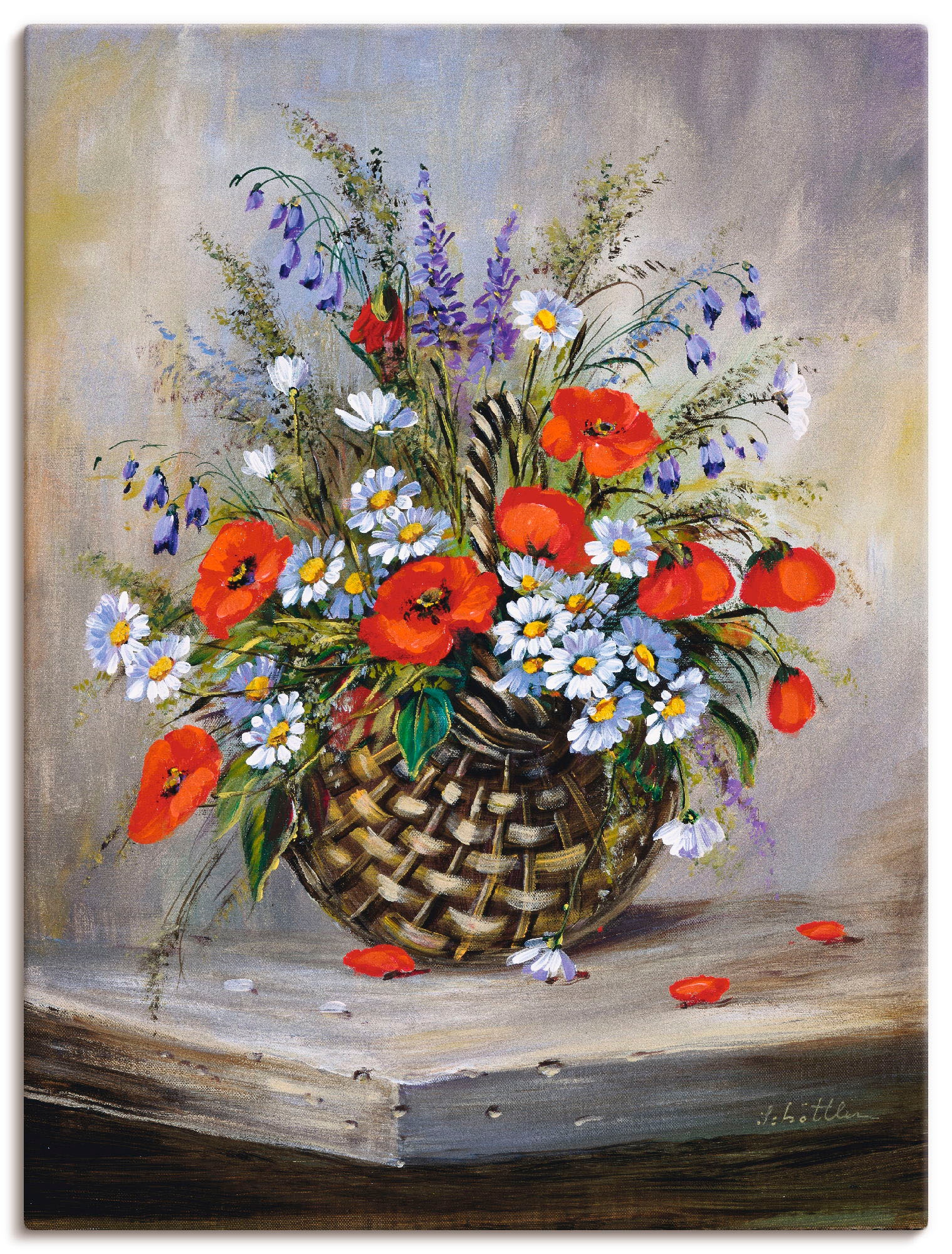 Artland Wandbild »Blumiger Korb«, Blumen, (1 St.), als Leinwandbild,  Wandaufkleber oder Poster in versch. Größen auf Rechnung kaufen