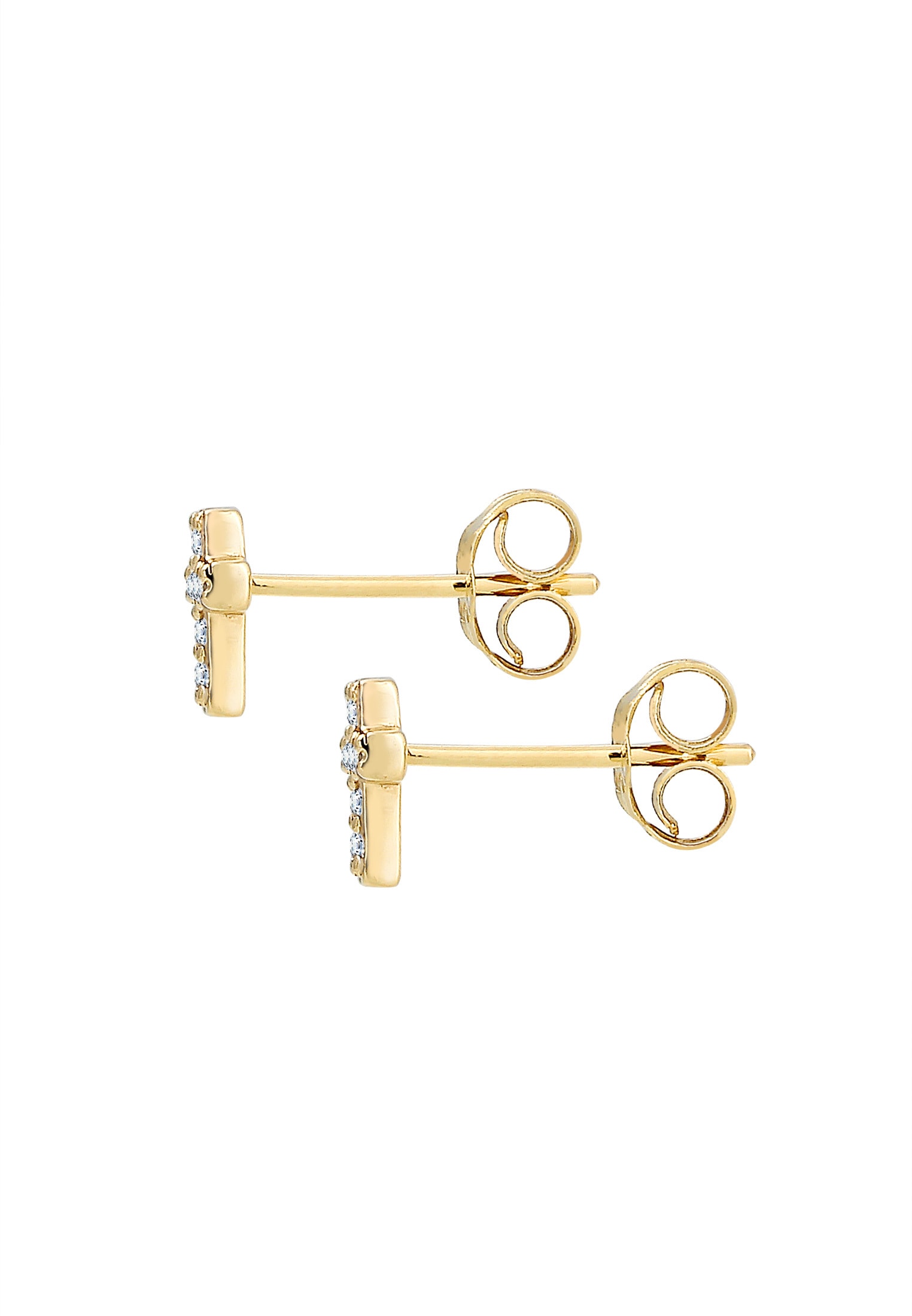 Elli DIAMONDS Paar Ohrstecker »Ohrringe Ohrstecker Kreuz Diamant (0.06ct) 585 Gelbgold«