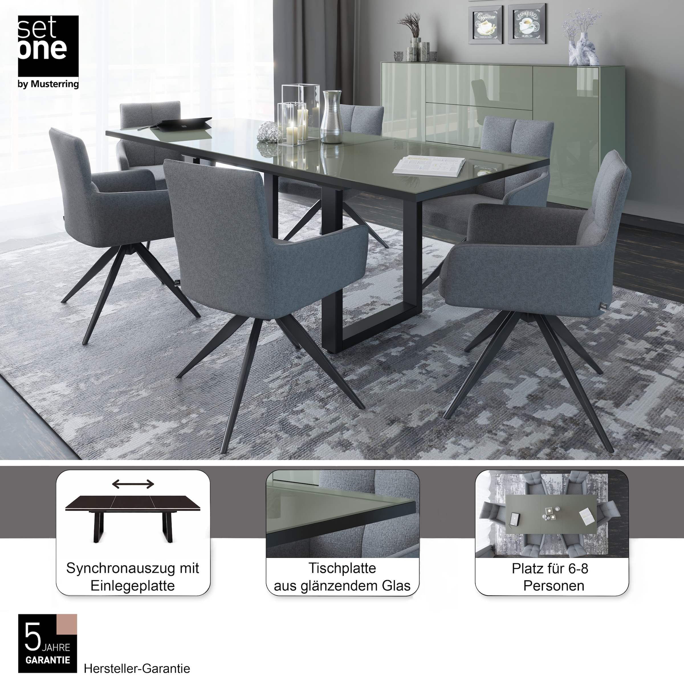 set one by Musterring Esstisch »Reno« 1 Stk. tlg. Mit Vierkantfuß, wählbaren Gestellen und Plattenfarben