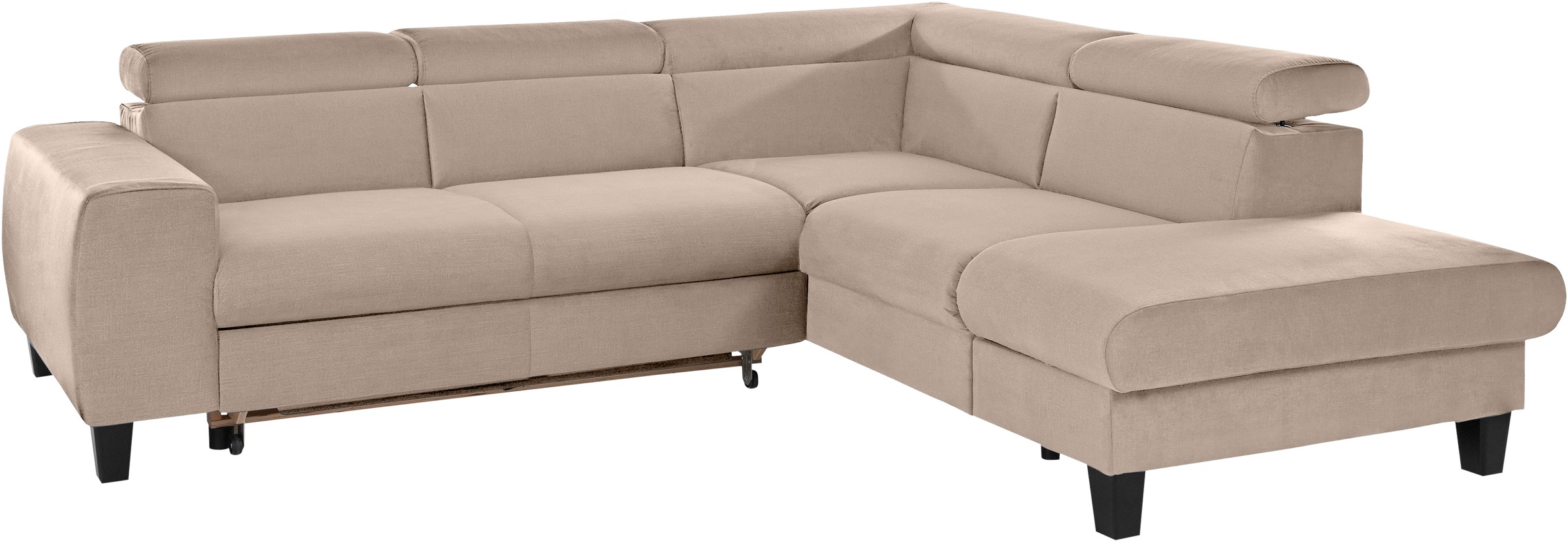 COTTA Ecksofa »Morven L-Form mit Kopfteilverstellung«, wahlweise mit Bettfunktion, Bettkasten & Wireless-Charger
