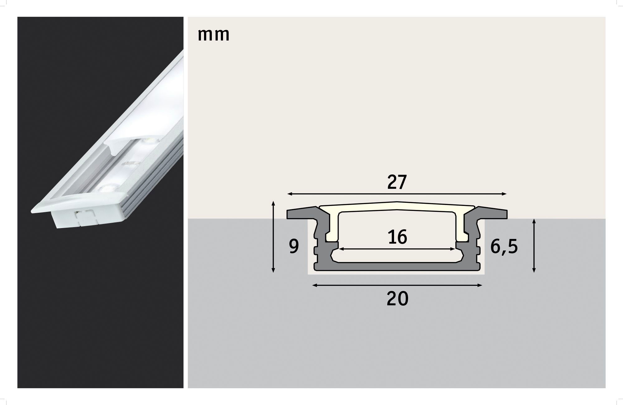 Paulmann LED-Streifen »Floor Profil mit Diffusor 100cm Alu eloxiert, Satin,Alu/Kunststoff Alu«