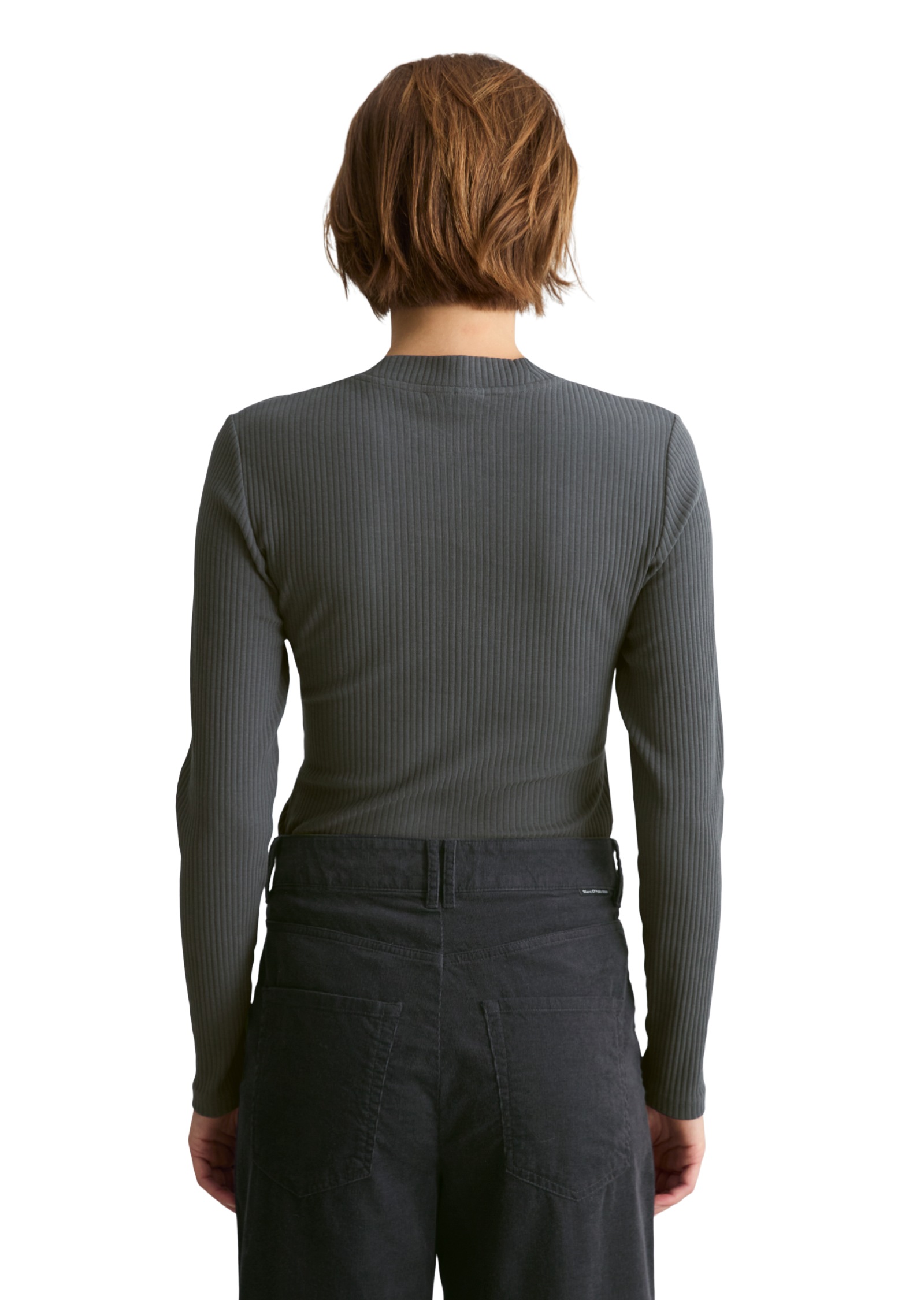 Marc O'Polo DENIM Langarmshirt aus Rippjersey, Slim Fit