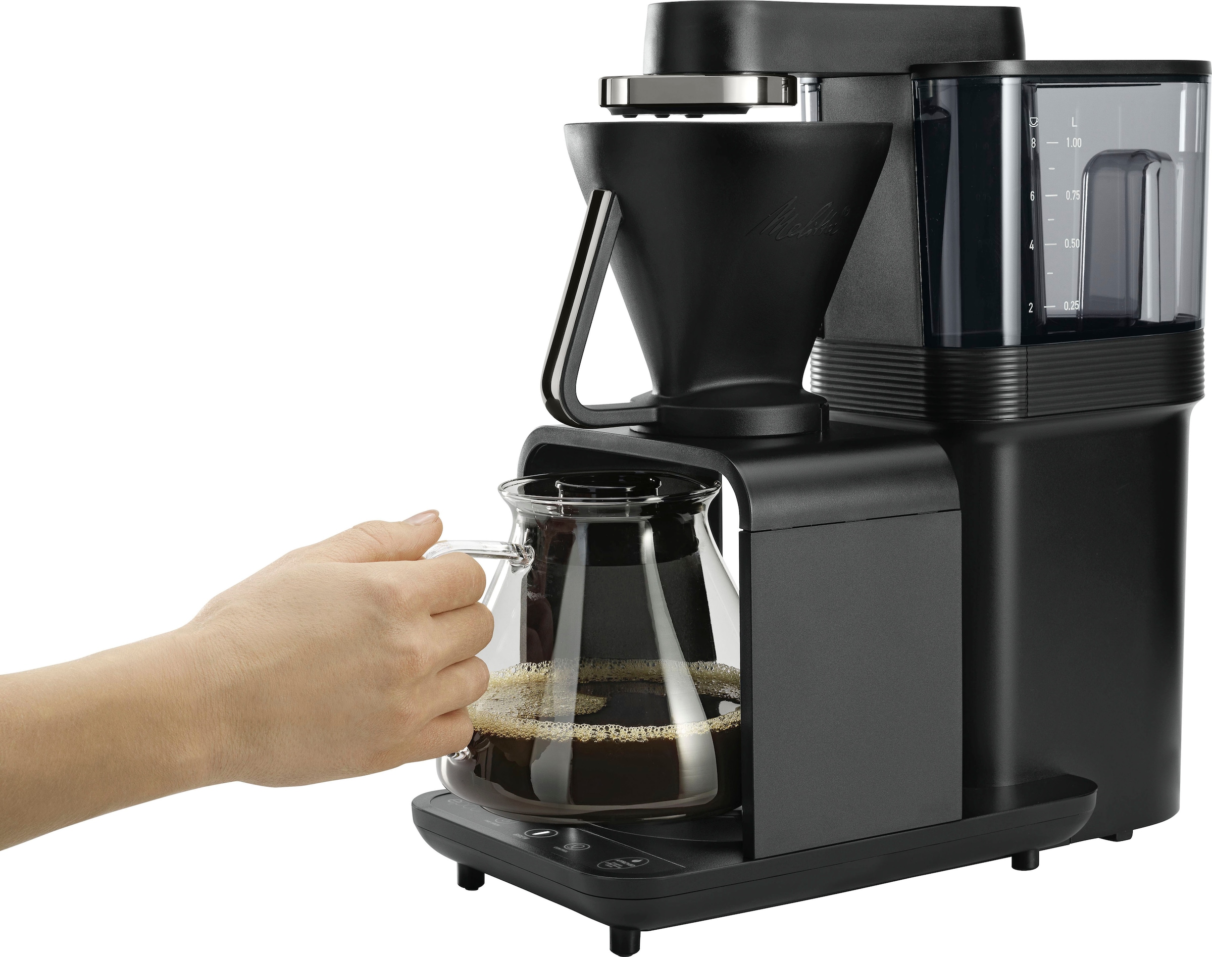 Melitta Filterkaffeemaschine »epour® 1024-11 Schwarz/Silber«, 1 l Kaffeekanne, Papierfilter, 1x4