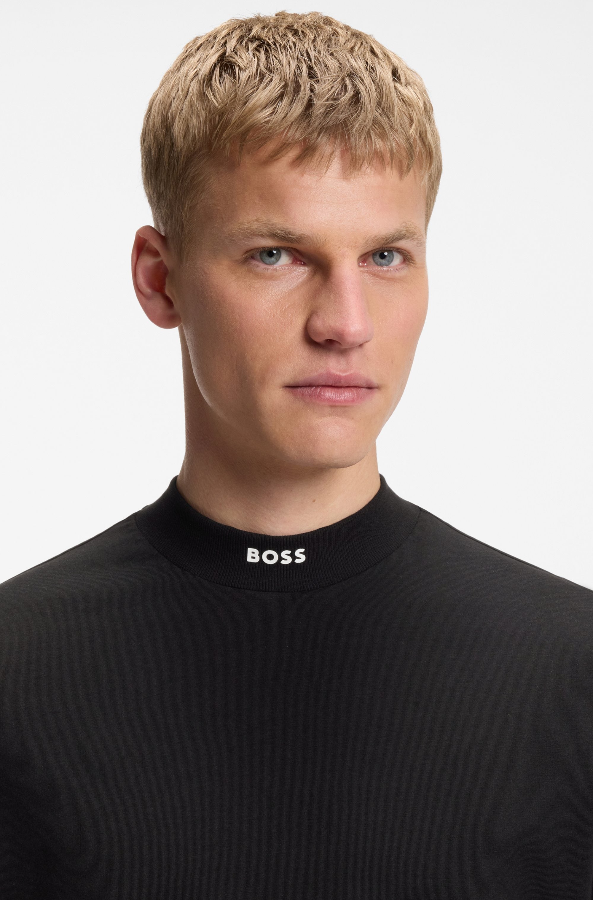 BOSS GREEN T-Shirt »Tee Collar Relaxed Fit« Stretch Jersey Baumwolle, Logo Centered, Rundhals