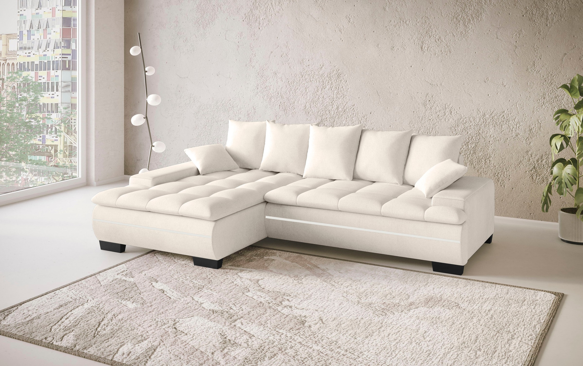 Mr. Couch Ecksofa »Haiti II, L-Form«, RGB-LED Beleuchtung, Kaltschaum, wahlweise mit Bett, Bettkasten