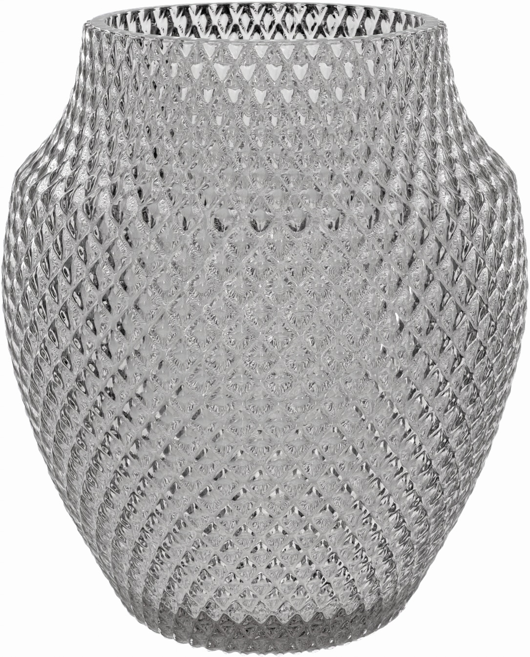 LEONARDO Tischvase »Dekovase POESIA, Relief-Optik, in bauchiger Form«, (1 St.), aus Glas, handgefertigt, Höhe ca. 22,5 cm