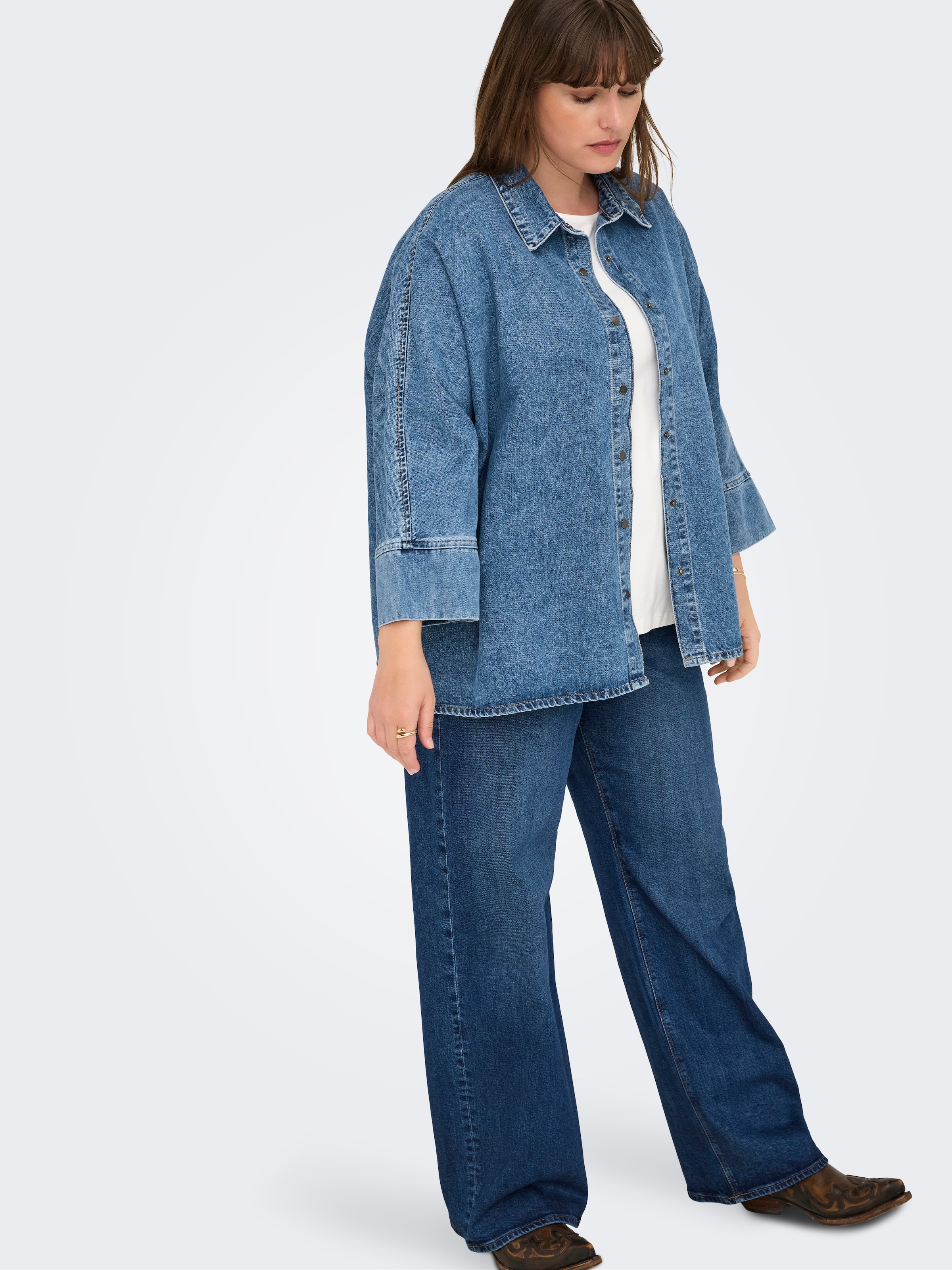 ONLY CARMAKOMA Jeansbluse »CARGRACE 3/4 DNM SHIRT CRO«