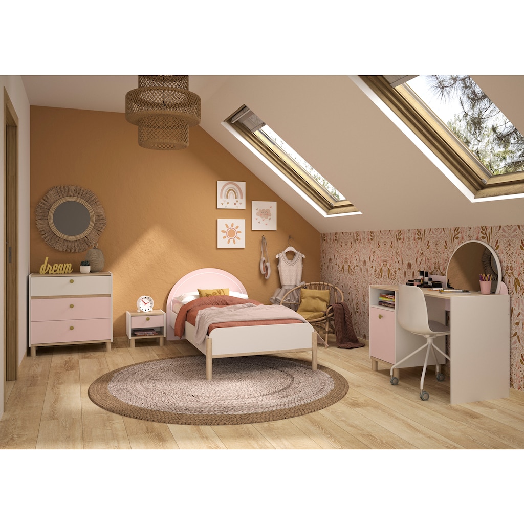 Gami Jugendbett »Einzelbett, Kinderbett, mit LED-Beleuchtung am Kopfteil, 90x200 cm«