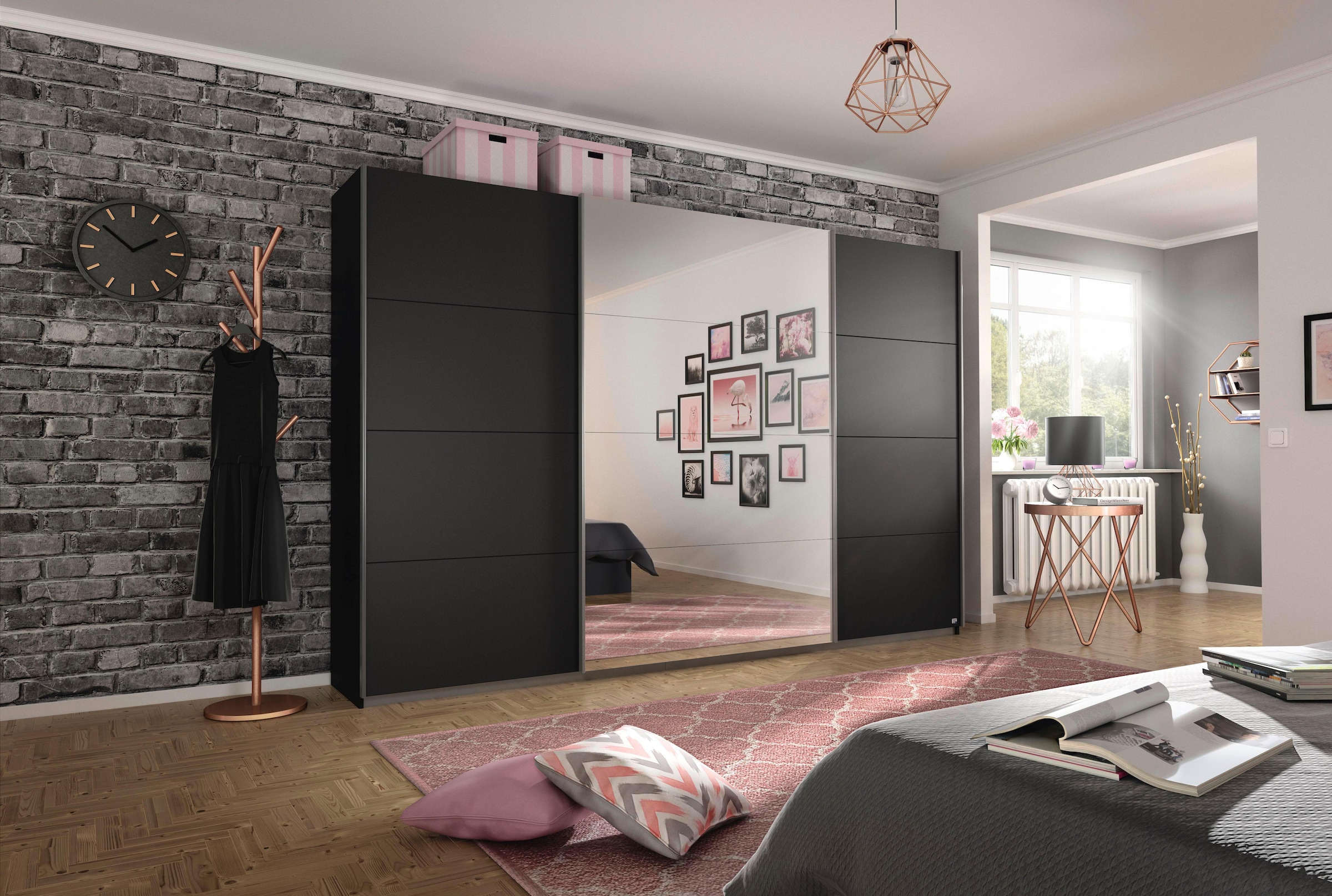 rauch Schwebetürenschrank »Kleiderschrank Schrank Garderobe CORTONA inkl. Inneneinteilung,«, 2 Stoffboxen und zusätzlichen Einlegeböden MADE IN GERMANY