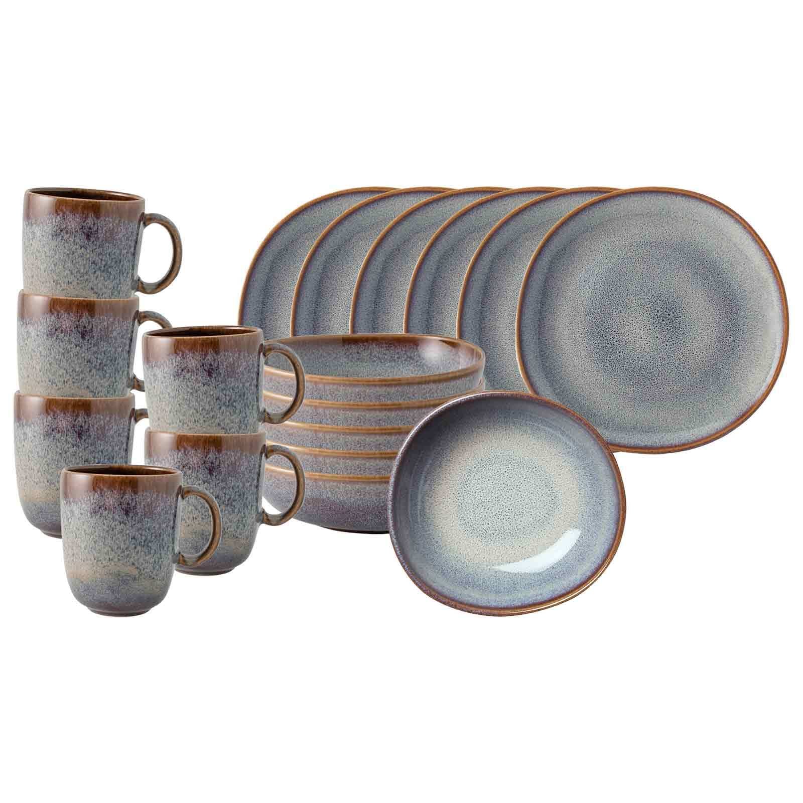 like. by Villeroy & Boch Geschirr-Set »Frühstücks-Set Lave 18er Set« Spülmaschinenfest, Mikrowellensicher
