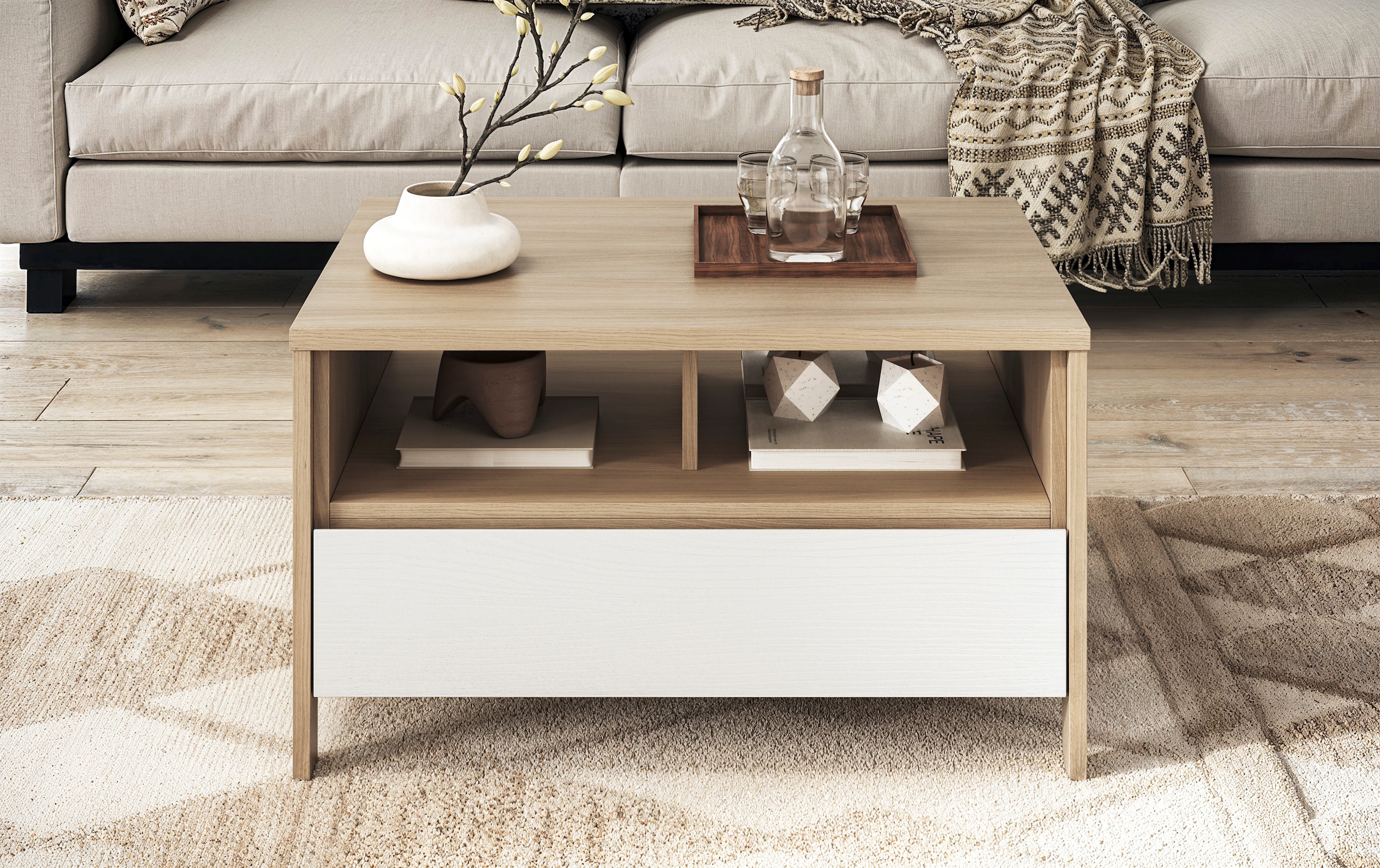 Home affaire Couchtisch »Stranda, Beistelltisch, Wohnzimmertisch, Sofatisch, Tisch« Schubkasten und Ablagefächer, in zwei Farben verfügbar