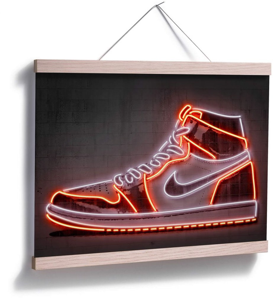 Poster ohne (1 »Mielu Wall-Art Neon kaufen Sneaker«, Schuh Bilderrahmen Nike Poster Raten Schuh, auf St.),