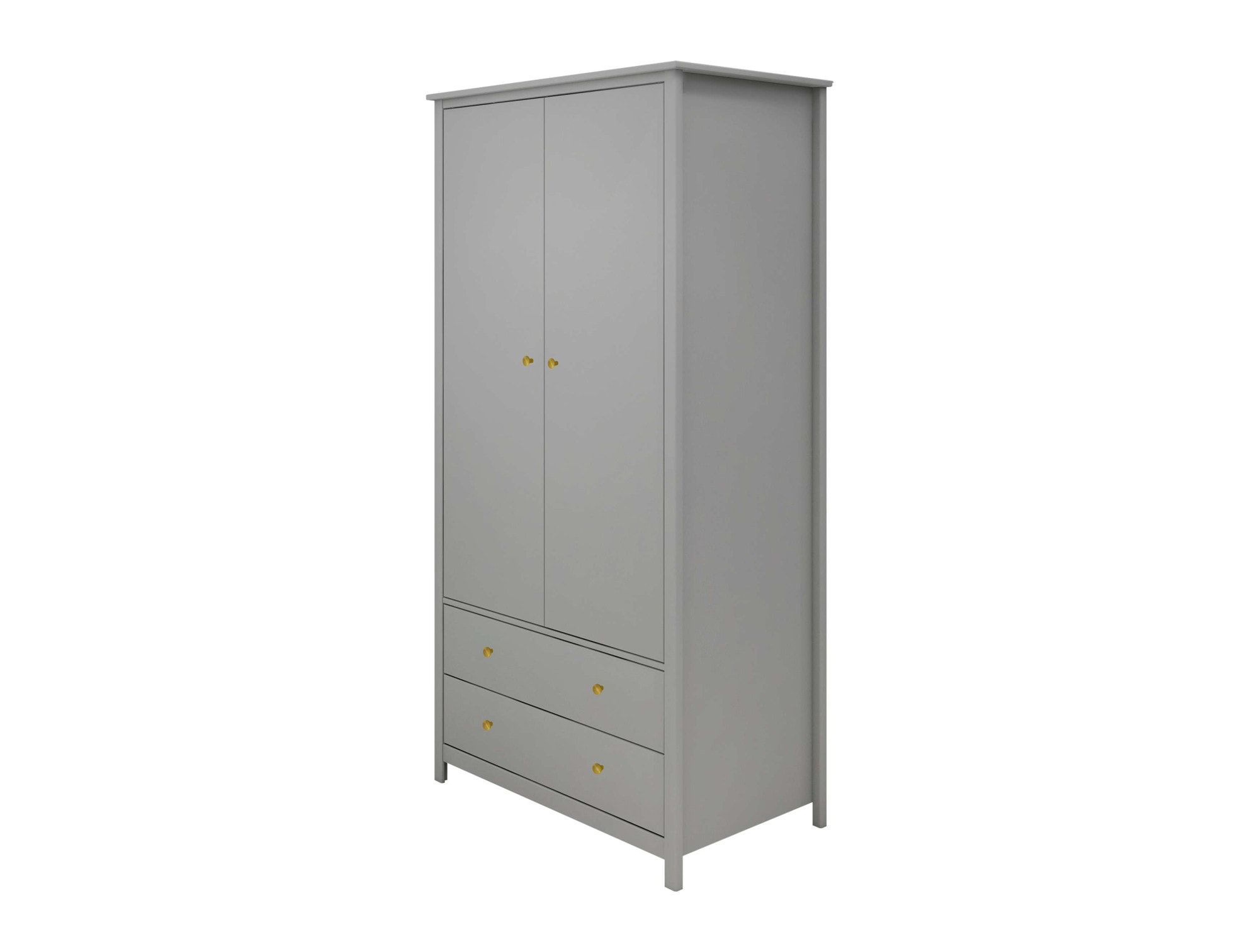 Thuka Kleiderschrank »Luna Schrank, Aufbewarung, Kindergarderobe, Babyzimmer,«, 2 Türen, 2 Schubladen, SOFT-CLOSE, Messing Griffe, Kiefer und MDF