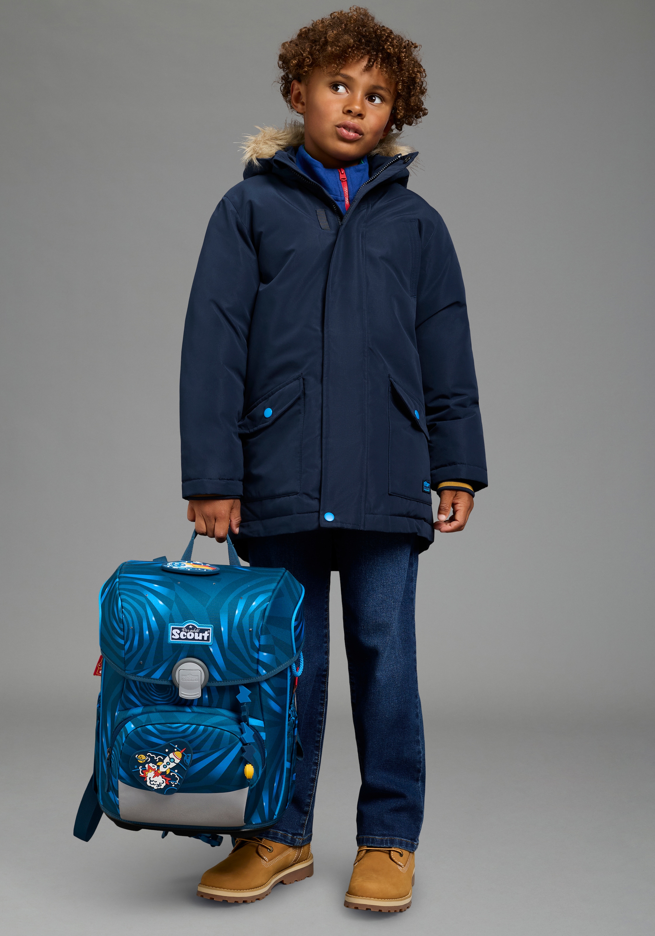 Scout Outdoorjacke »Parka mit Fellkragen - NEU von SCOUT« mit Kapuze mit Kapuze und abnehmbaren Kapuzendetails, mit Fleecefütterung