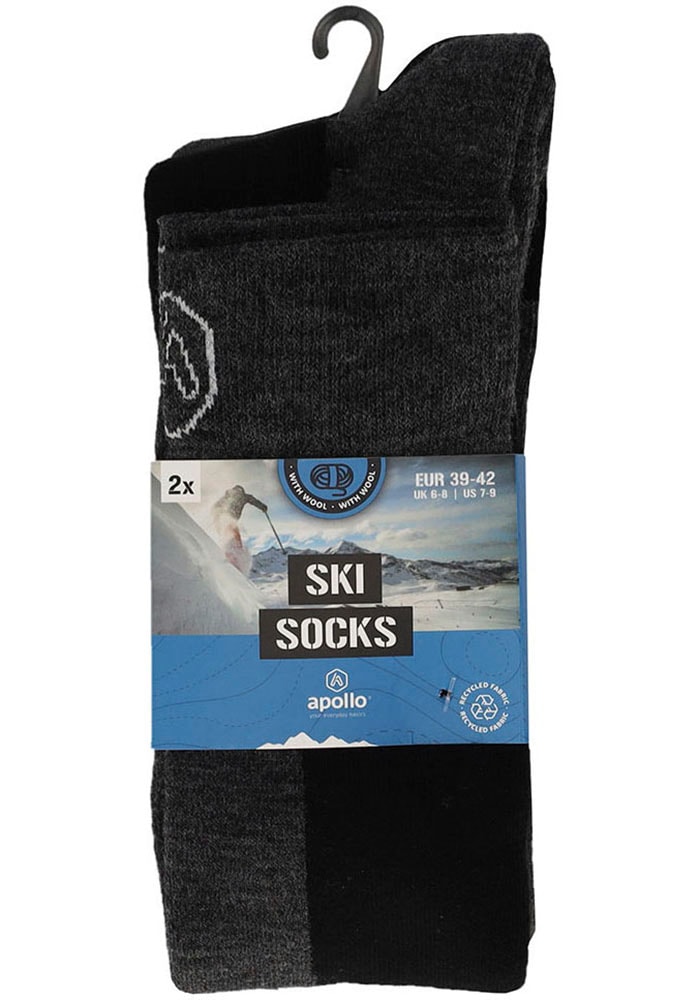 Apollo Kniestrümpfe »ADULTS SKI SOCKS DESIGN«, (2er Pack), mit Logostickerei