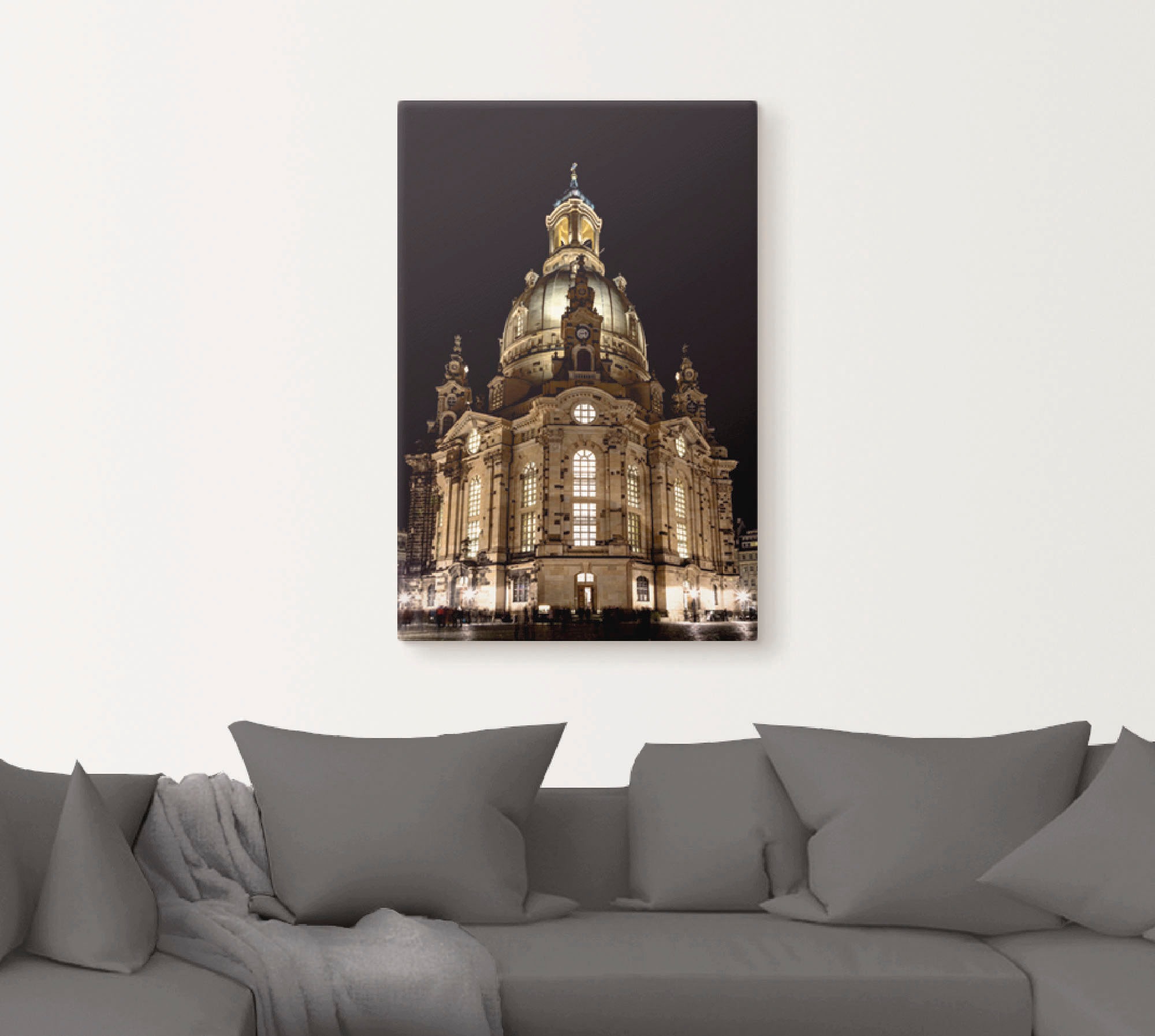 Artland Wandbild »Erleuchtete Frauenkirche in Dresden«, Gebäude, (1 St.), als Leinwandbild, Poster in verschied. Größen