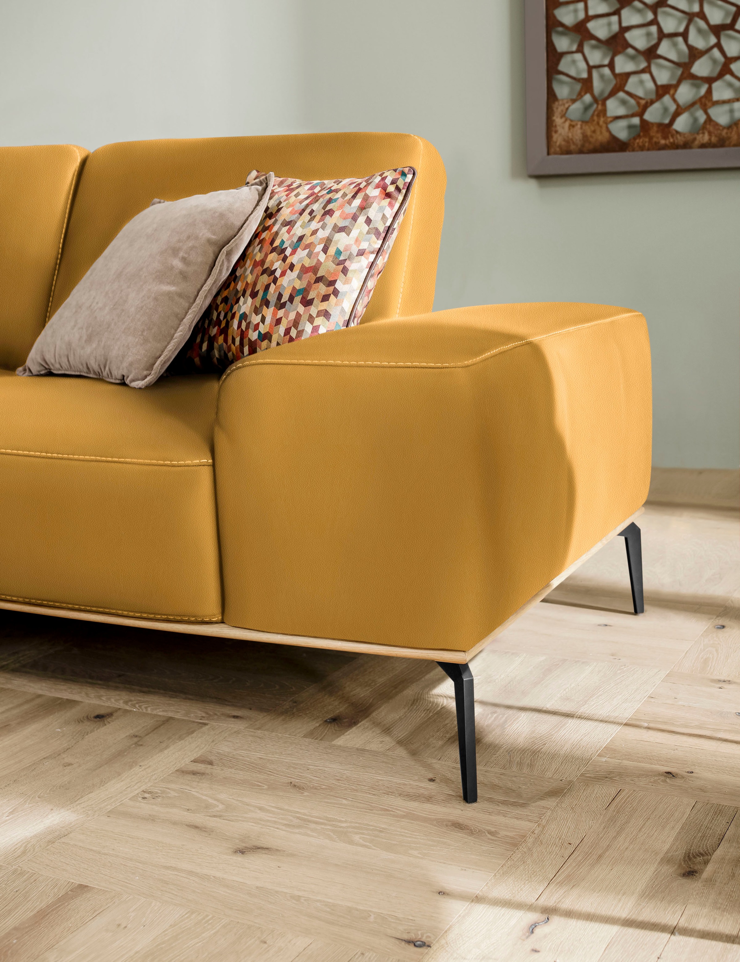 W.SCHILLIG Ecksofa »run, Designsofa mit tollem Sitzkomfort, bequem, L-Form«, mit Holzsockel, Füße in Schwarz pulverbeschichtet, Breite 279 cm