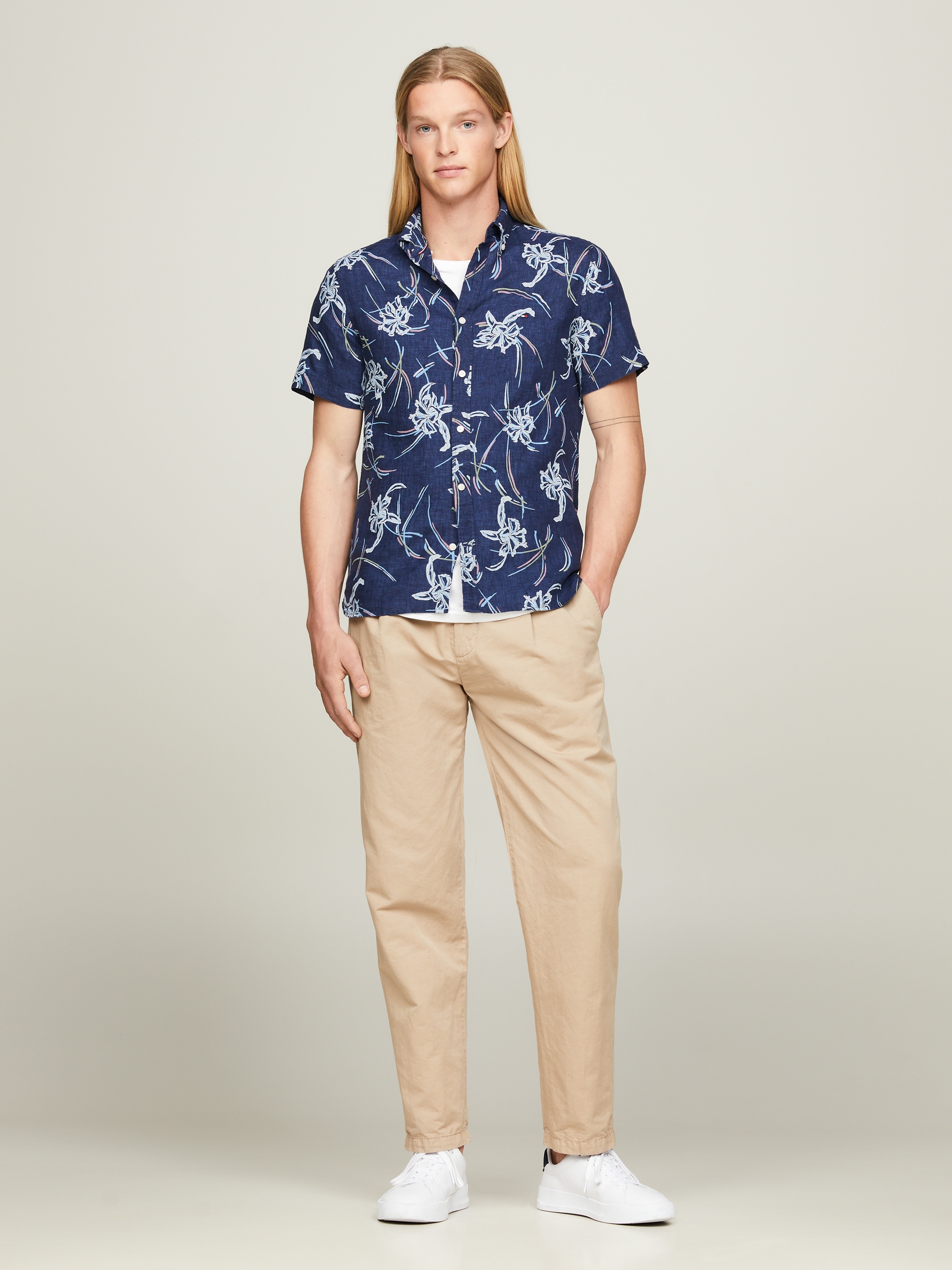 Tommy Hilfiger Leinenhemd »LI TROPICAL PRT SF SHIRT«, mit tropischen Print