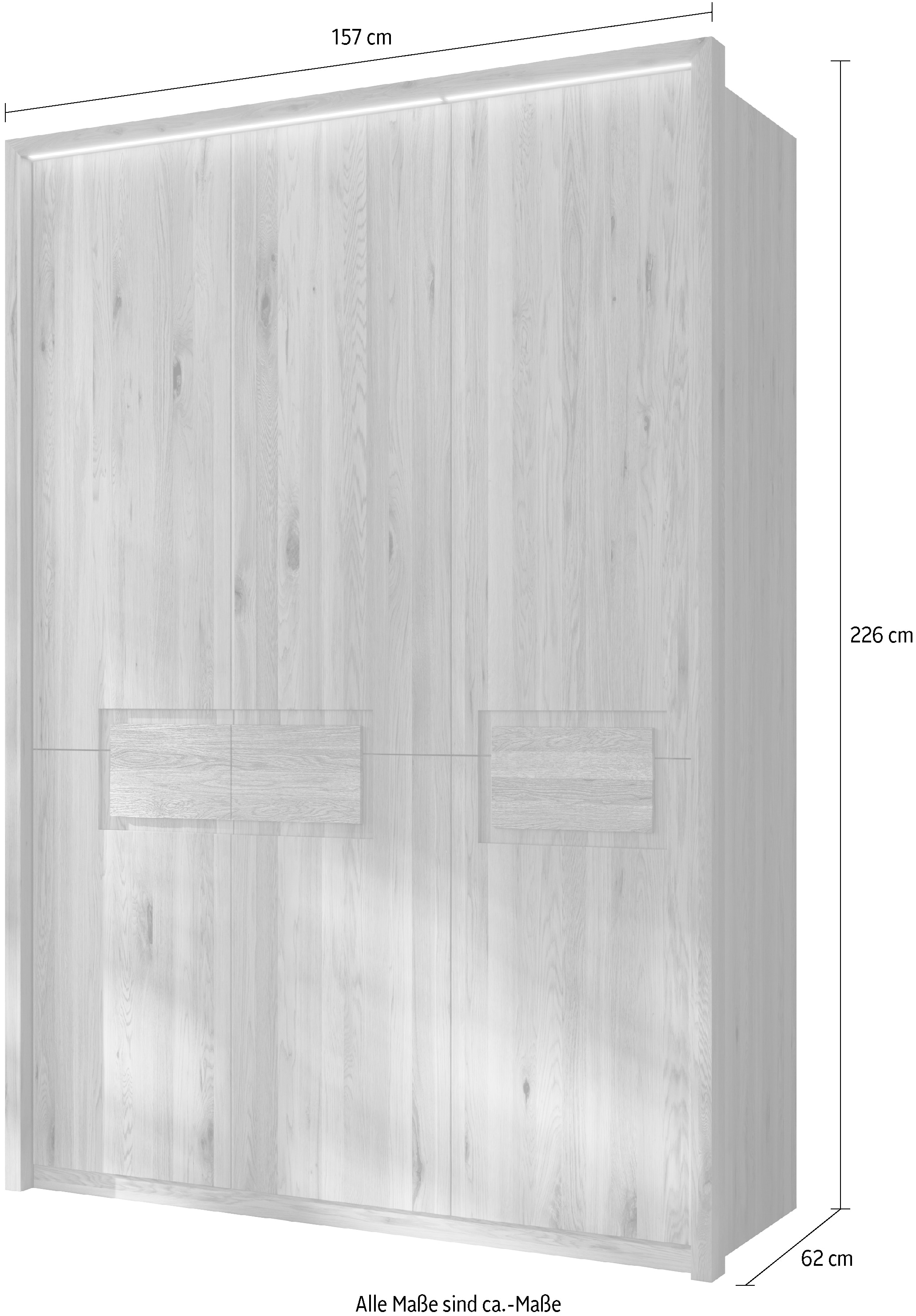 Home affaire Kleiderschrank »Ambroise, aus Wildeiche, inkl. Passepartout«, Massivholz-Kleiderschrank, im 50 cm Raster planbar