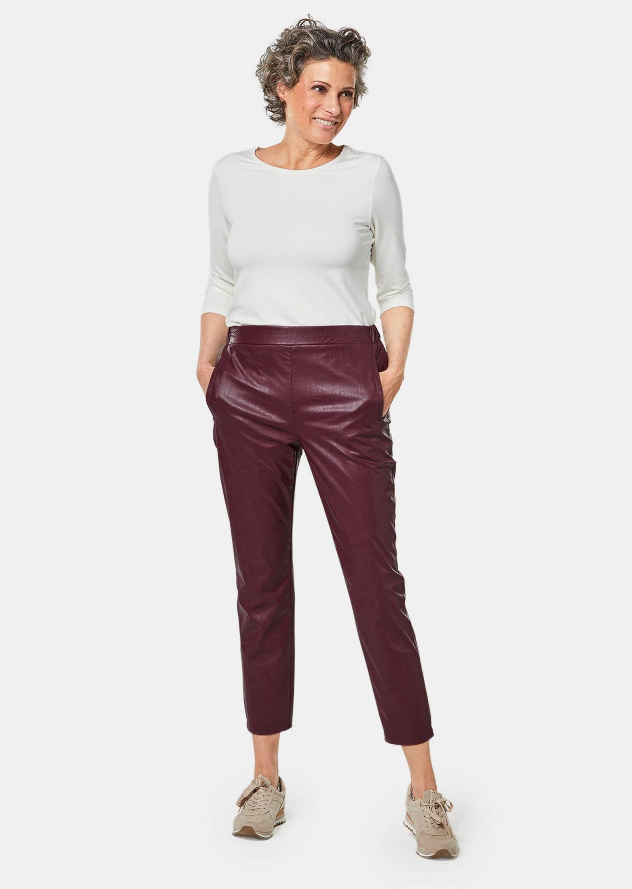 GOLDNER 2-in-1-Hose »Kurzgröße Bequeme Schlupfhose in Lederoptik«