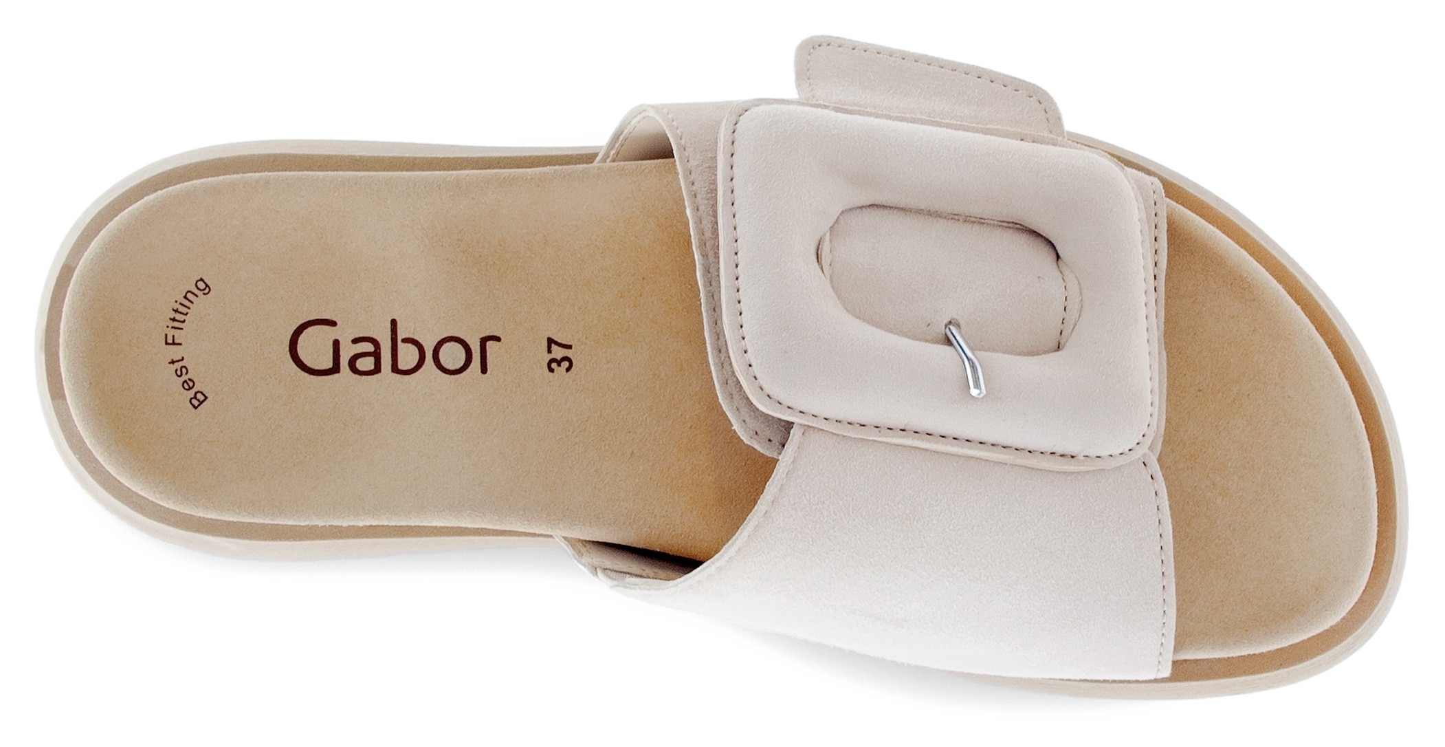 Gabor Pantolette, Plateau, Sommerschuh, Schlappen mit großer Zierschnalle