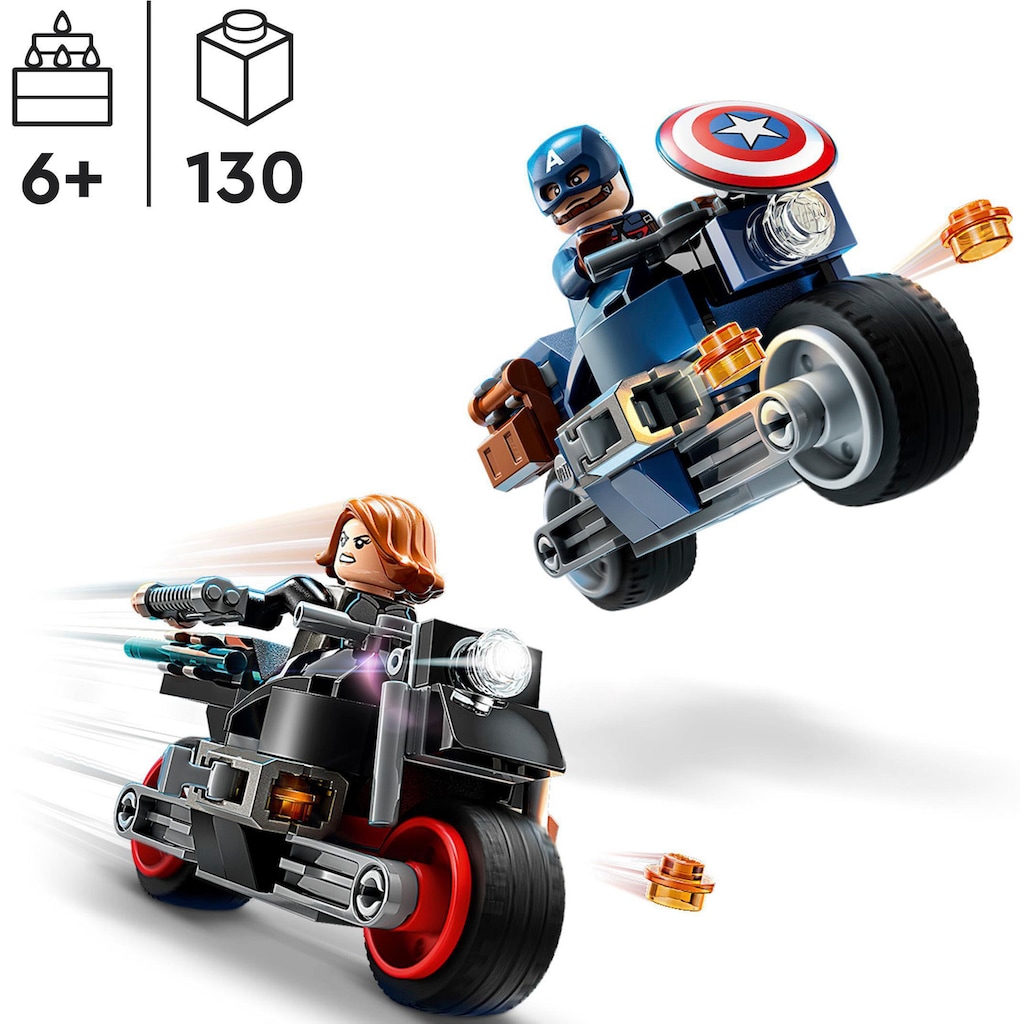 LEGO® Konstruktionsspielsteine »Black Widows & Captain Americas Motorräder (76260), LEGO® Marvel«, (130 St.)
