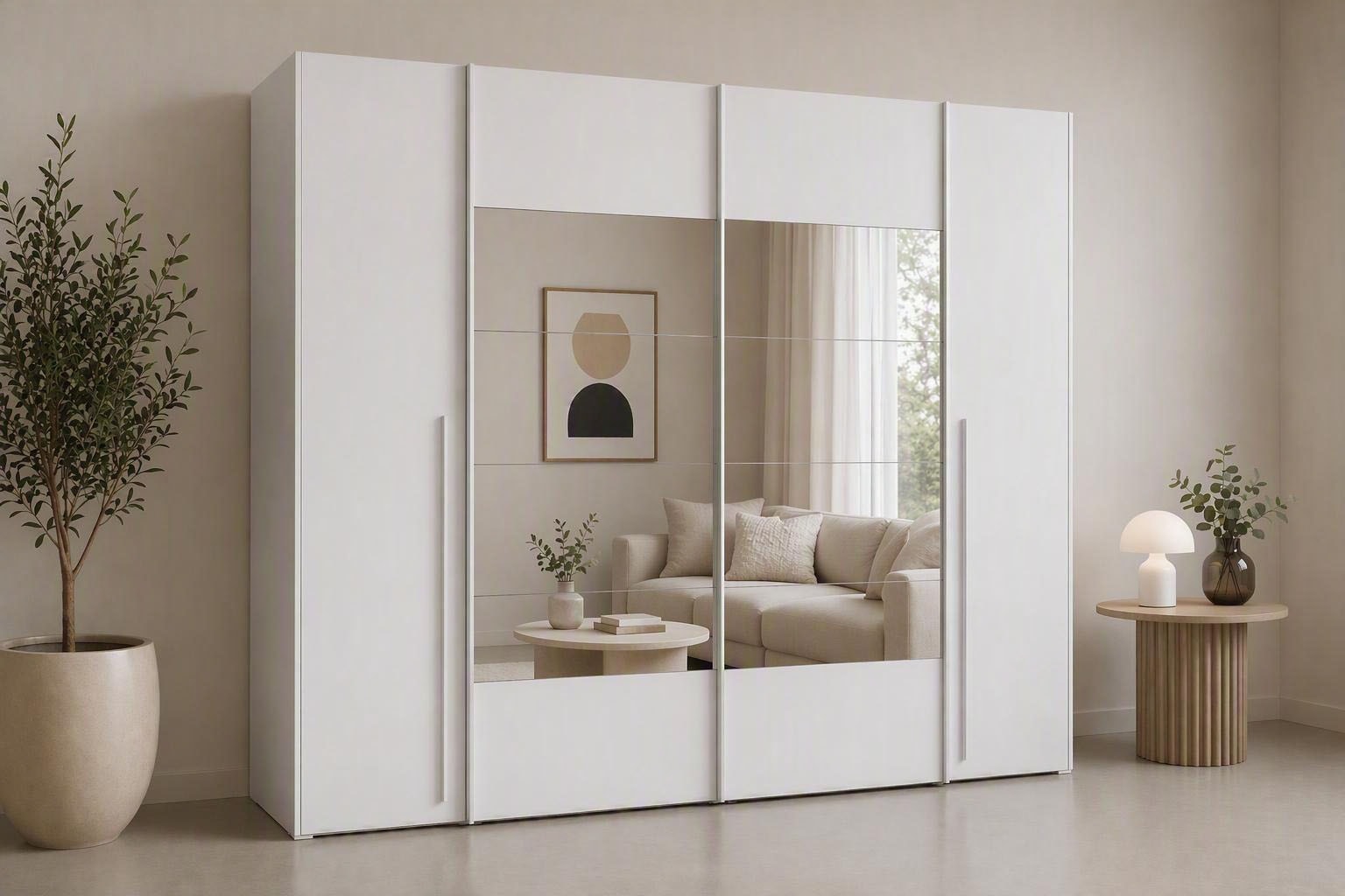 FORTE Kleiderschrank »Narago, Kombischrank mit Spiegel« B/H/T ca. 270/210/61cm,  Schwebetüren in Kombination mit Drehtüren, Made in Europe