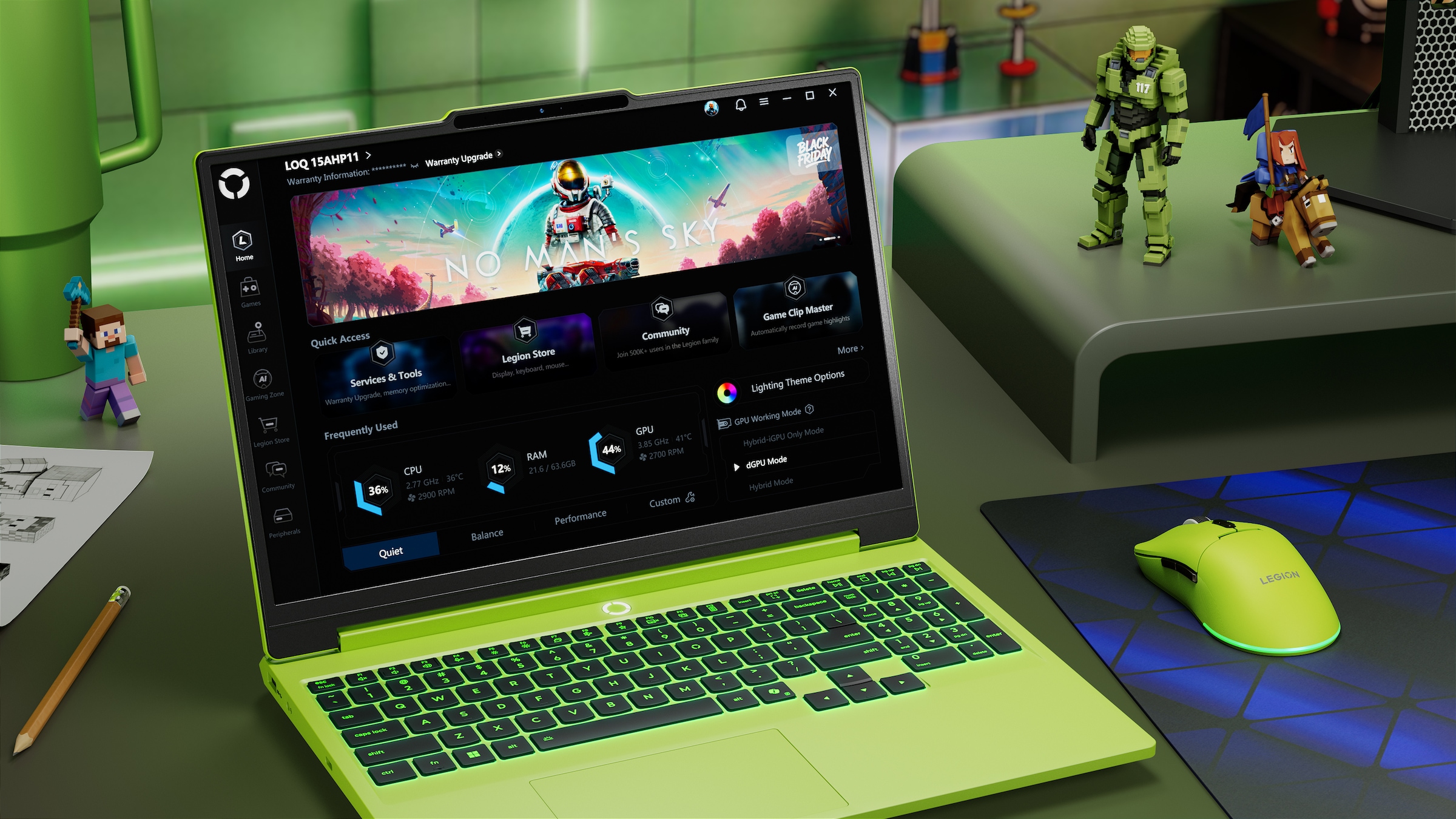 Lenovo Gaming-Notebook »LOQ 15AHP11 Limited Green Edition« 38,86 cm / 15,3 ″ AMD Ryzen 7 GeForce RTX 5060 512 GB SSD