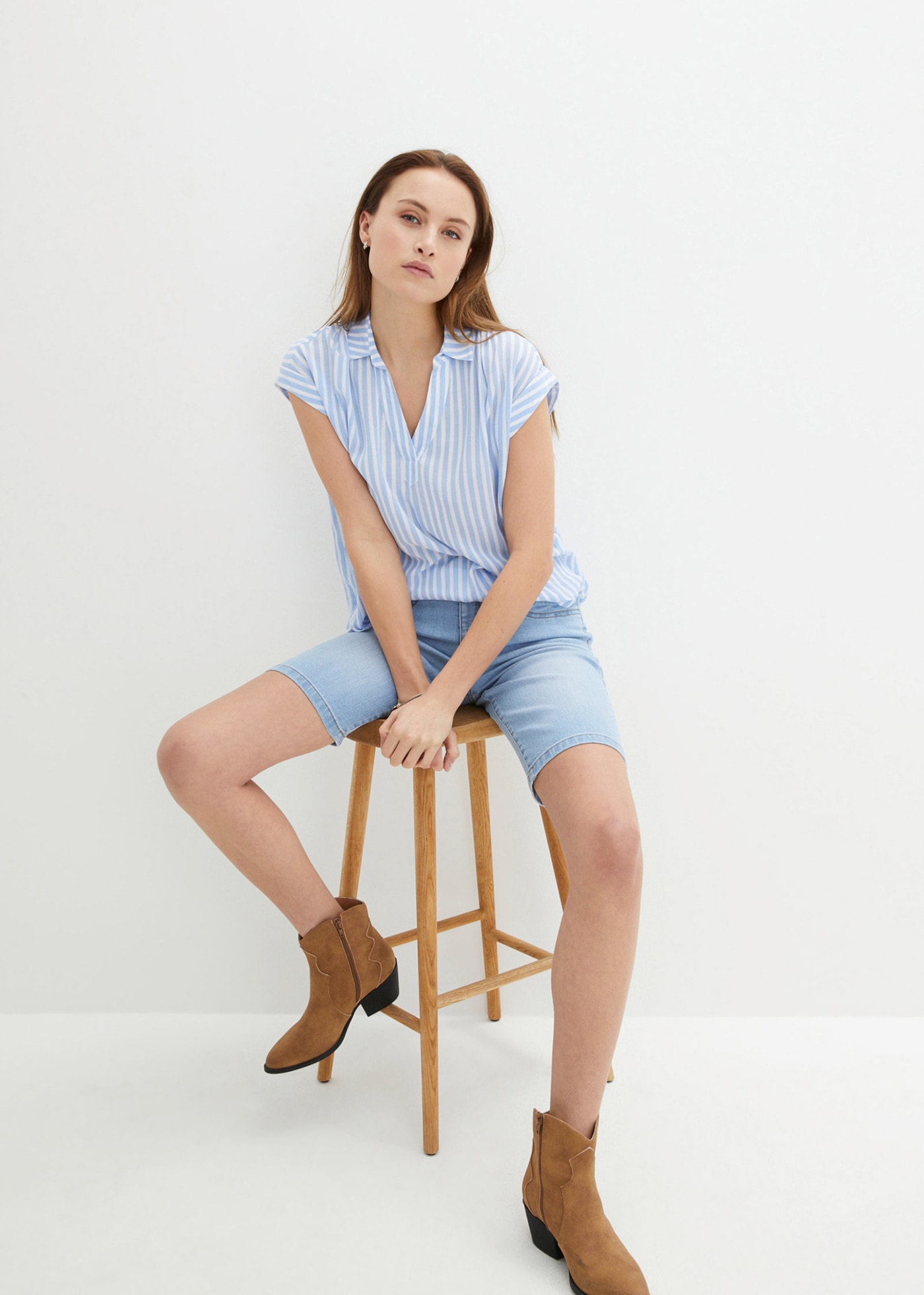 bonprix Bermudas  schmale Passform, elastisches Material, mit Bindeband