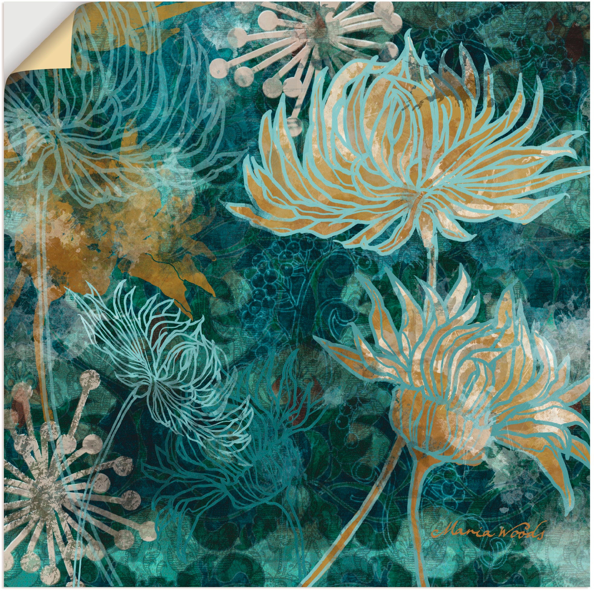Artland Wandbild »Blaue Chrysanthemen I«, Blumen, (1 St.), als Alubild, Outdoorbild, Leinwandbild, Poster, Wandaufkleber